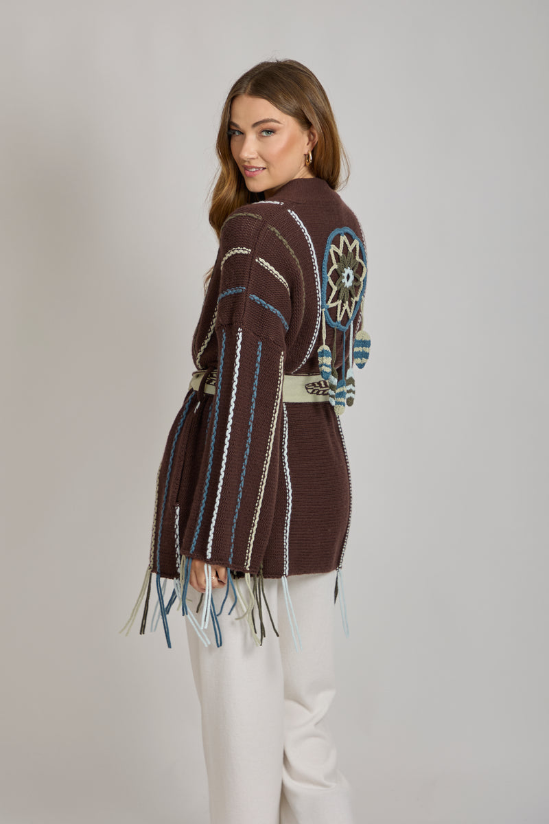 CASHMERE CARDIGAN-MARRONE