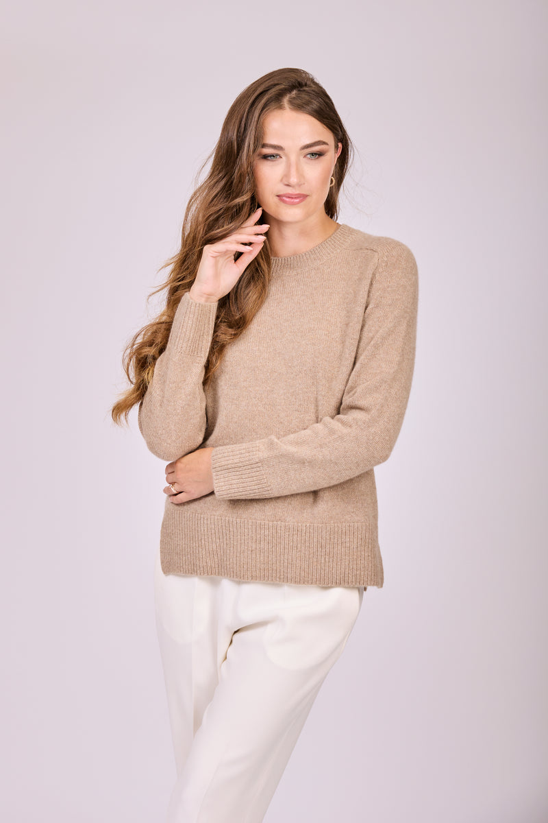 CREW NECK JUMPER - NOISETTE