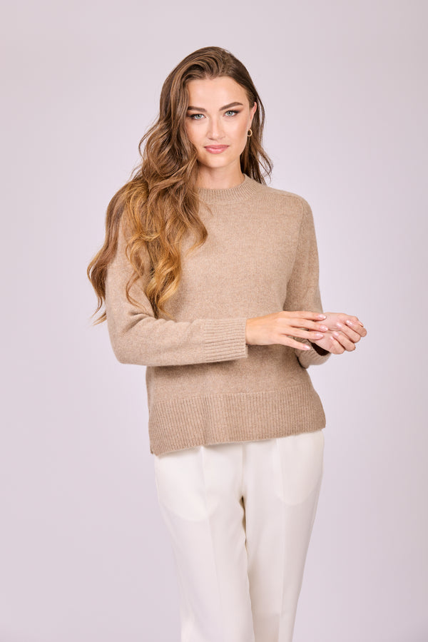 CREW NECK JUMPER - NOISETTE