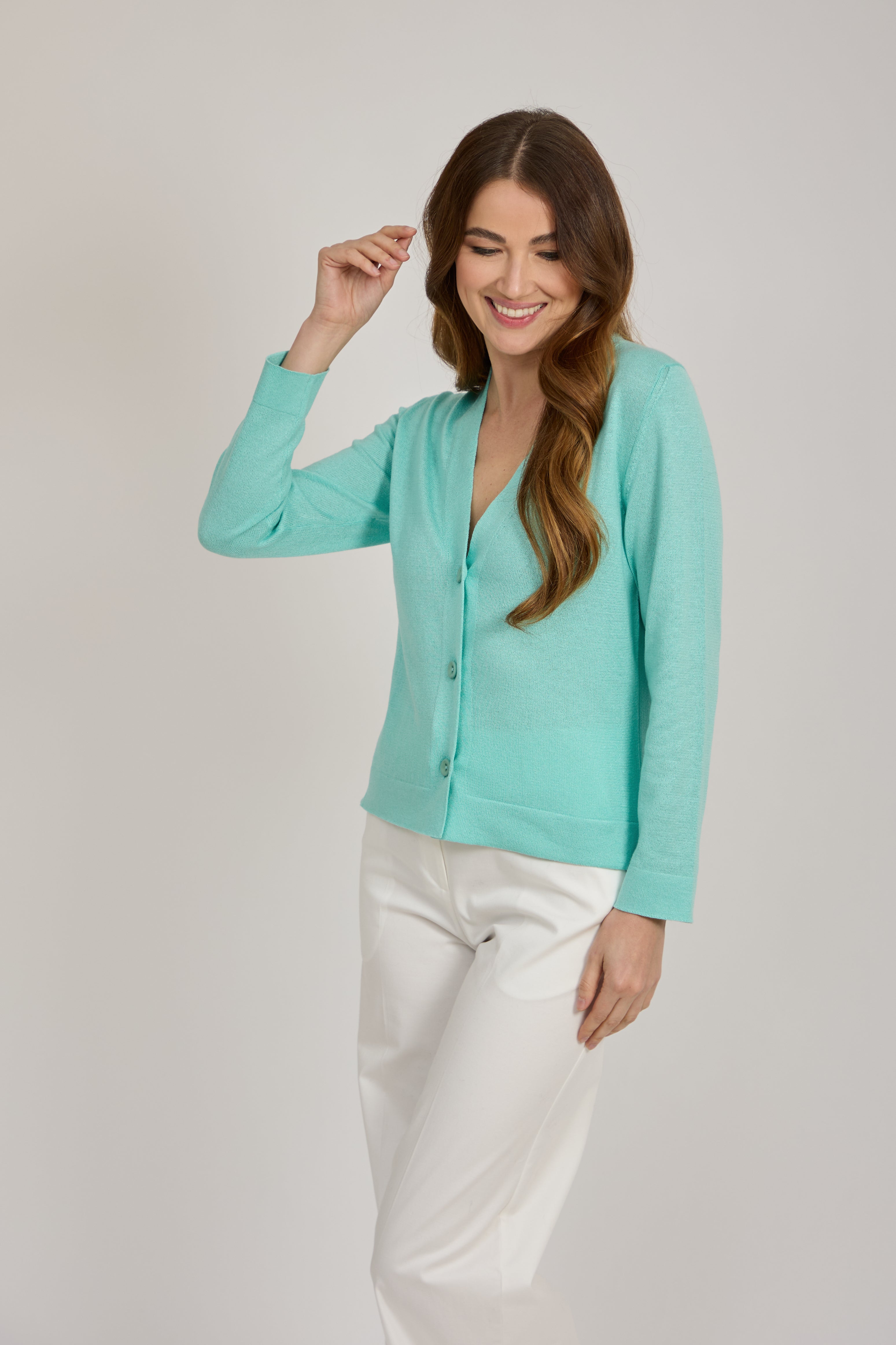 COTTON CARDIGAN-ACQUA
