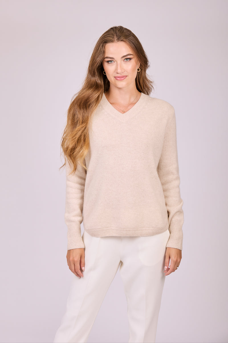 V NECK ROUND BOTTOM JUMPER - LIN