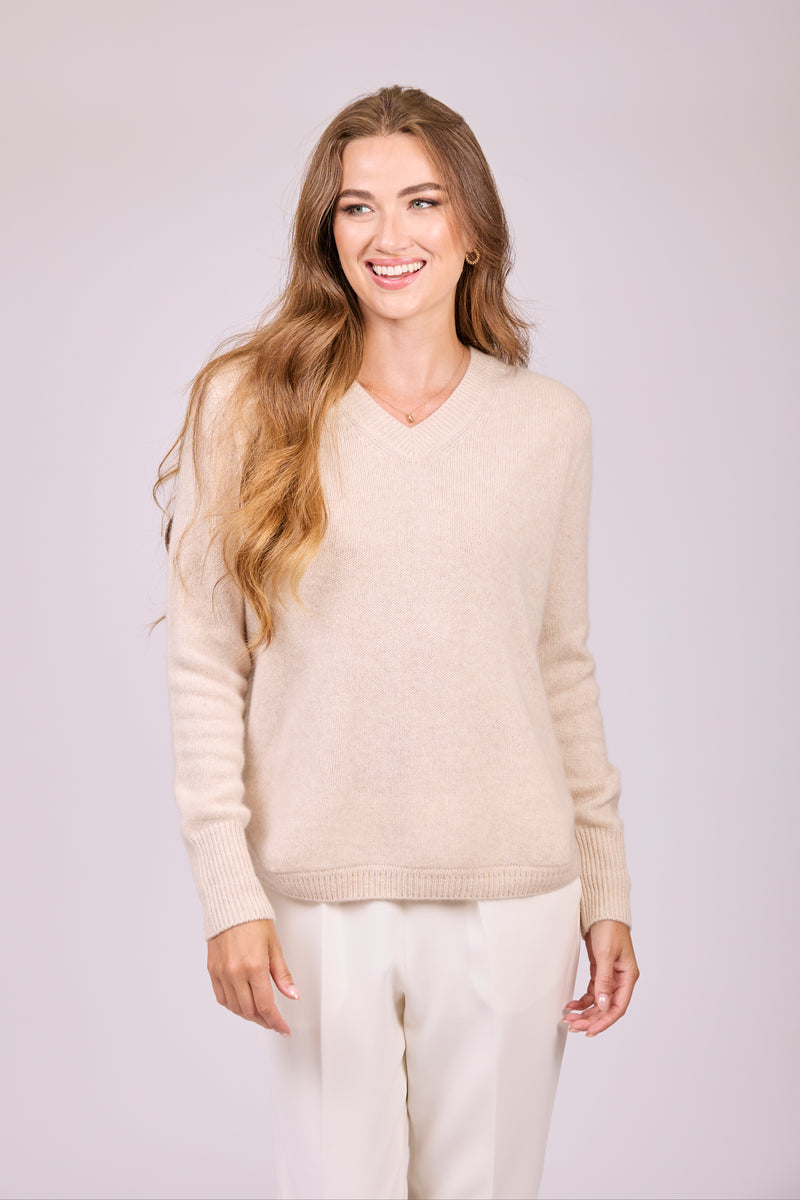 V NECK ROUND BOTTOM JUMPER - LIN