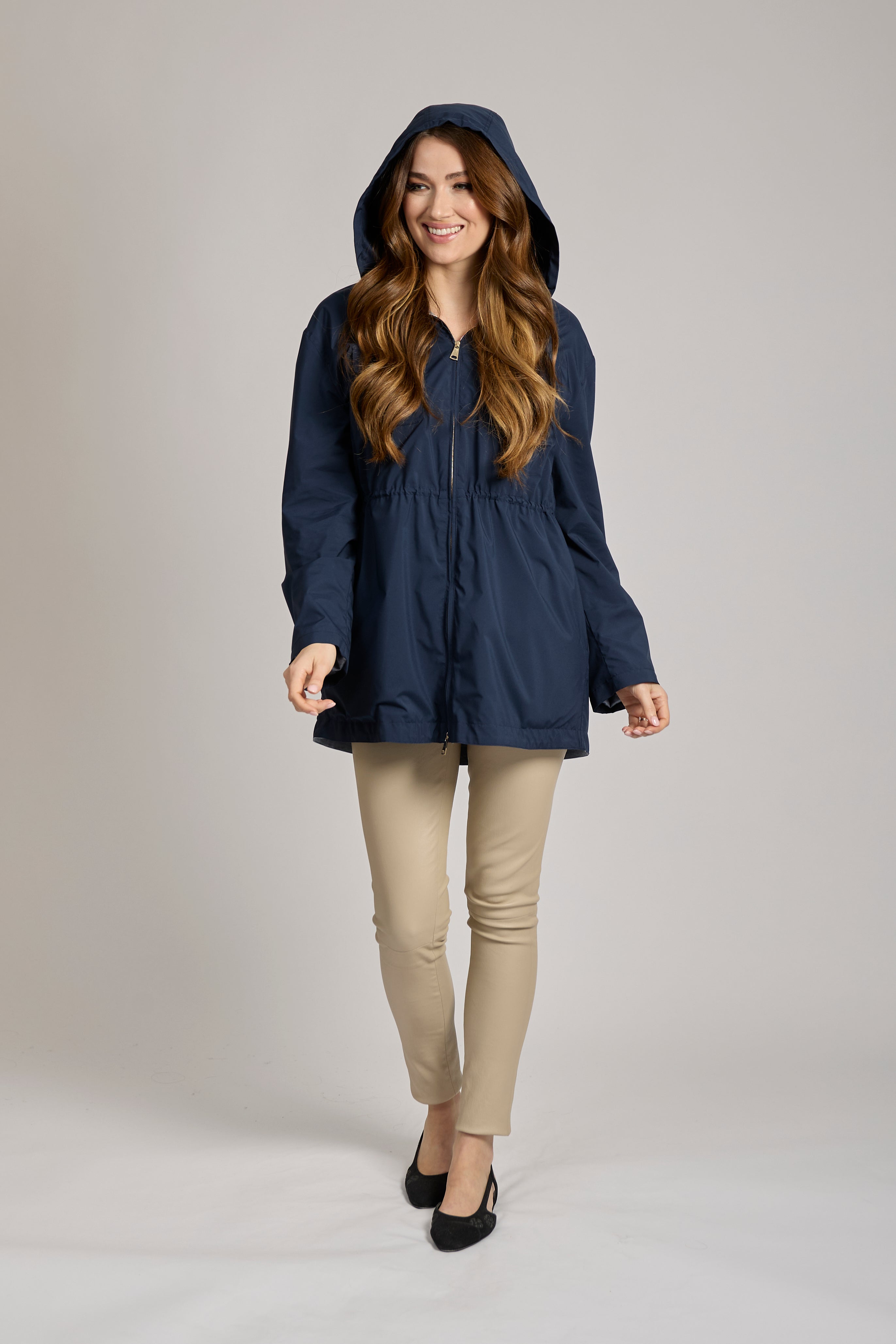 Parka doublée en cachemire bleu