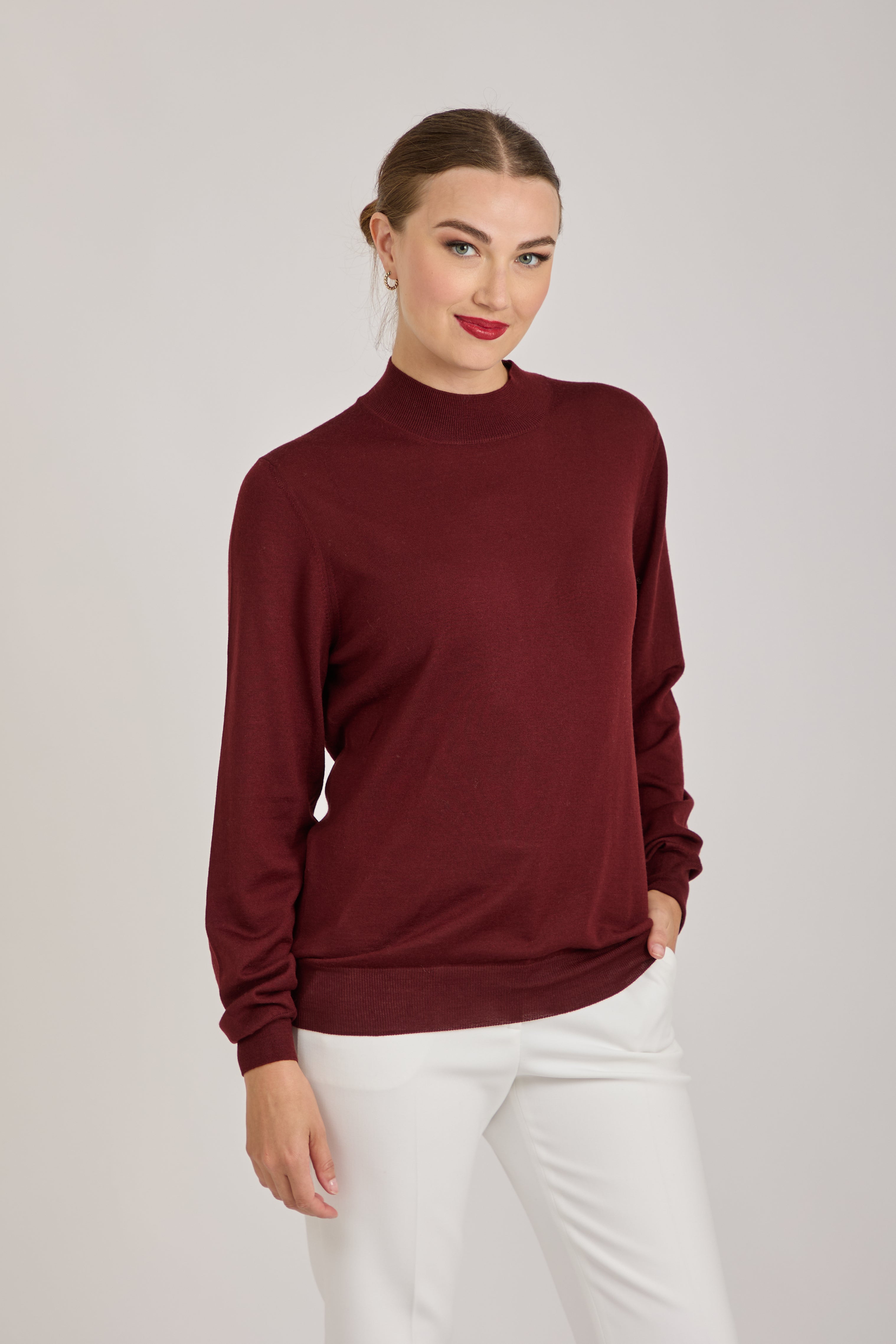 CREW NECK JUMPER- BORDEAU