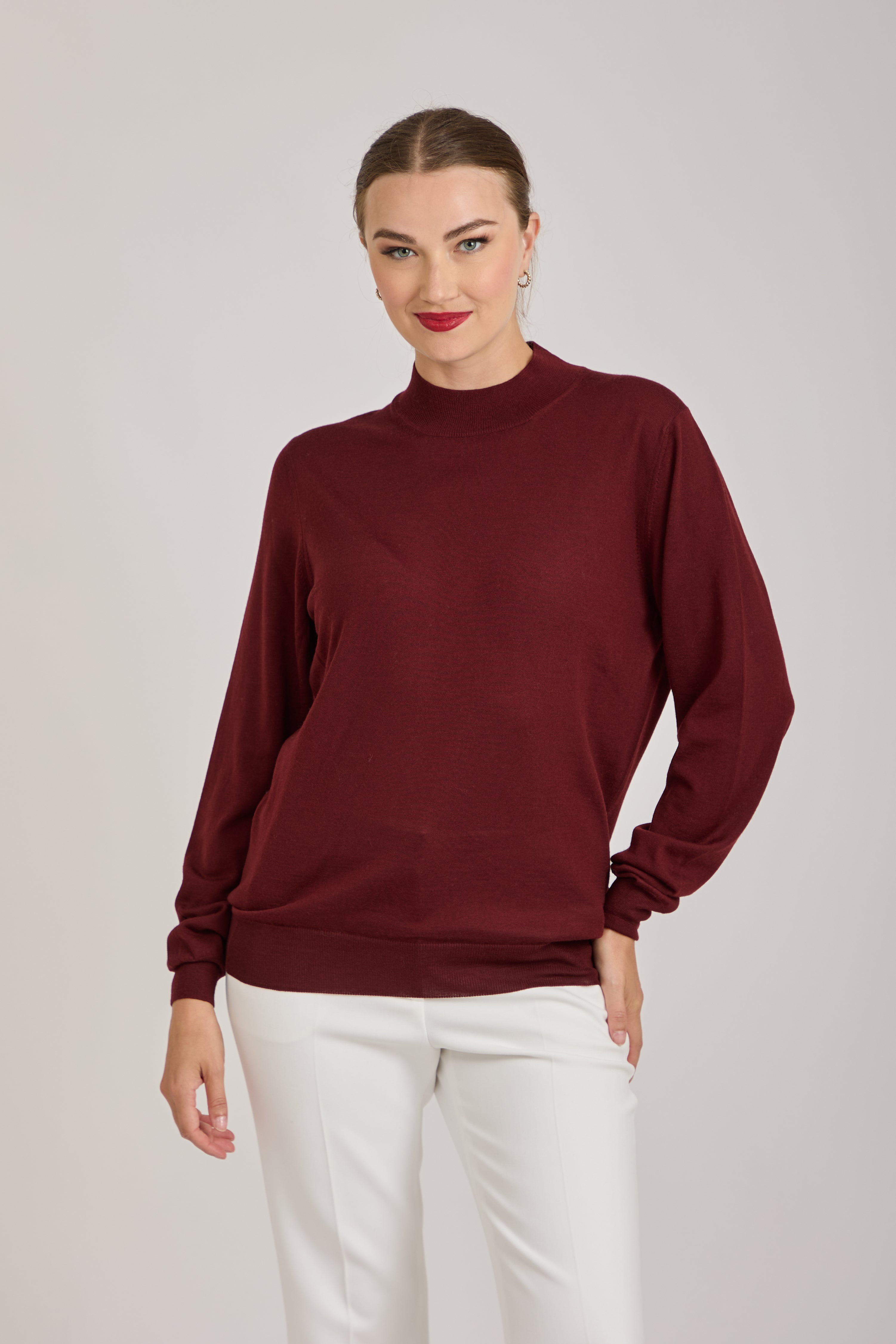 CREW NECK JUMPER- BORDEAU