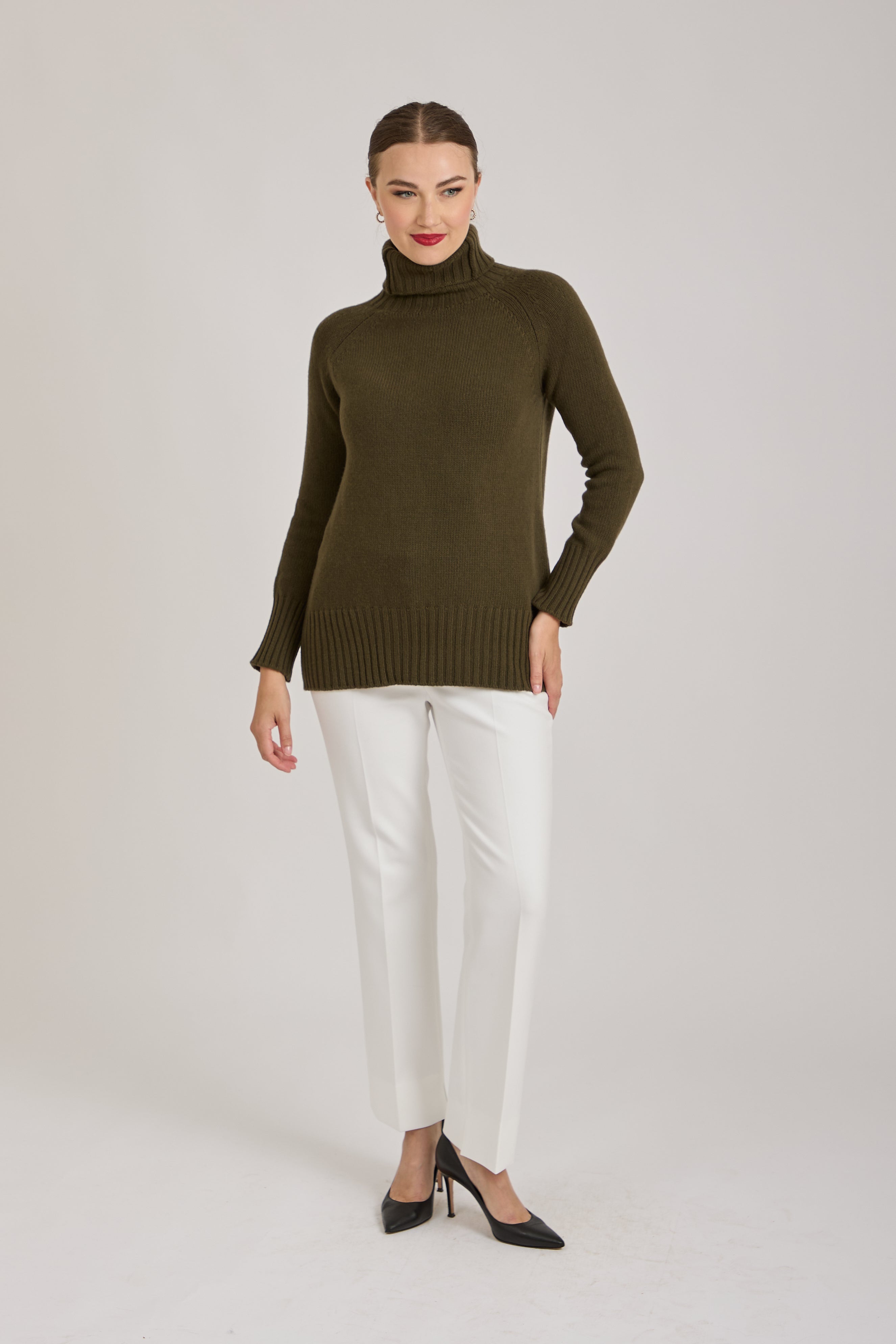 HIGH NECK JUMPER-KAKI