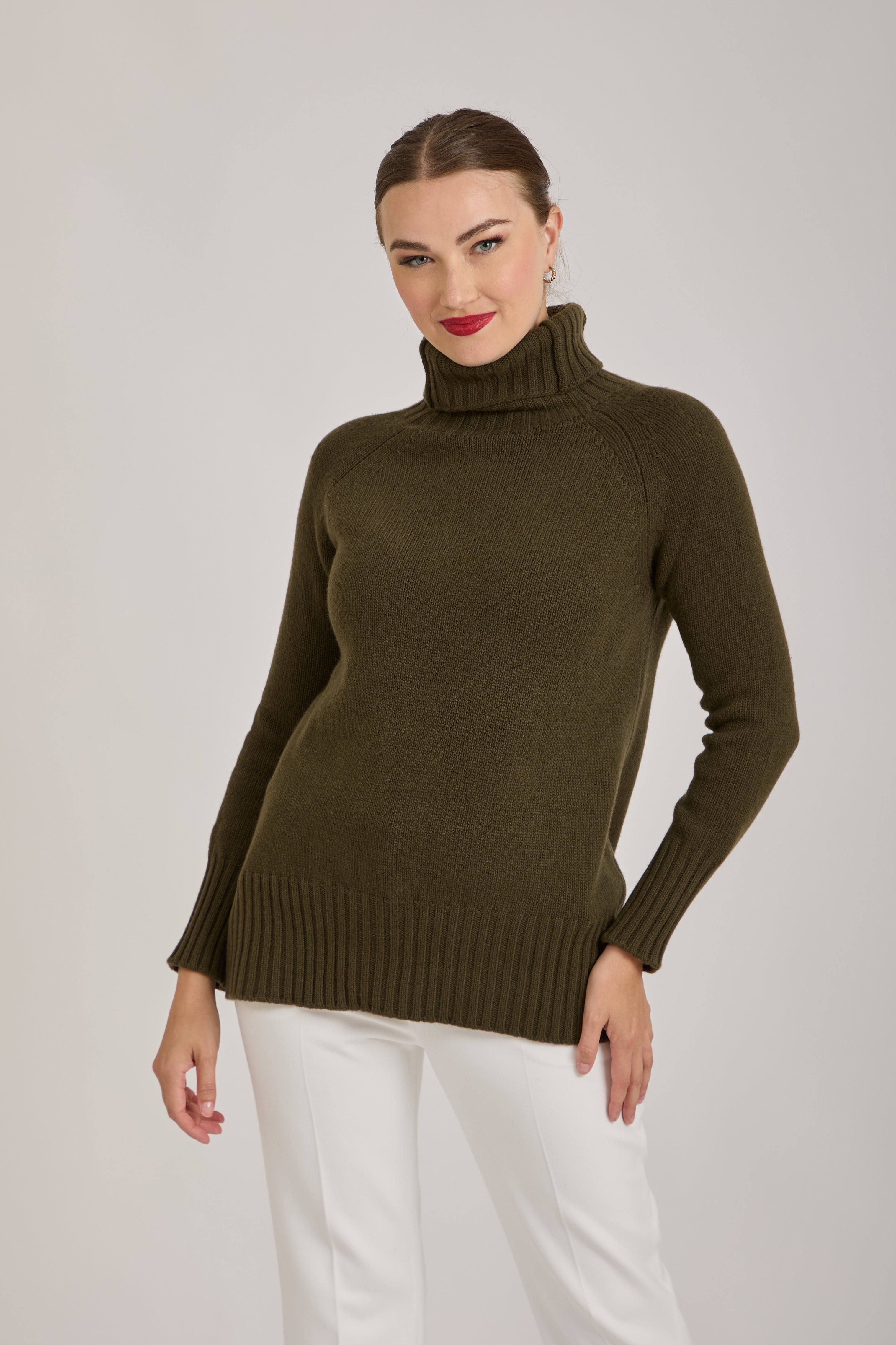 HIGH NECK JUMPER-KAKI