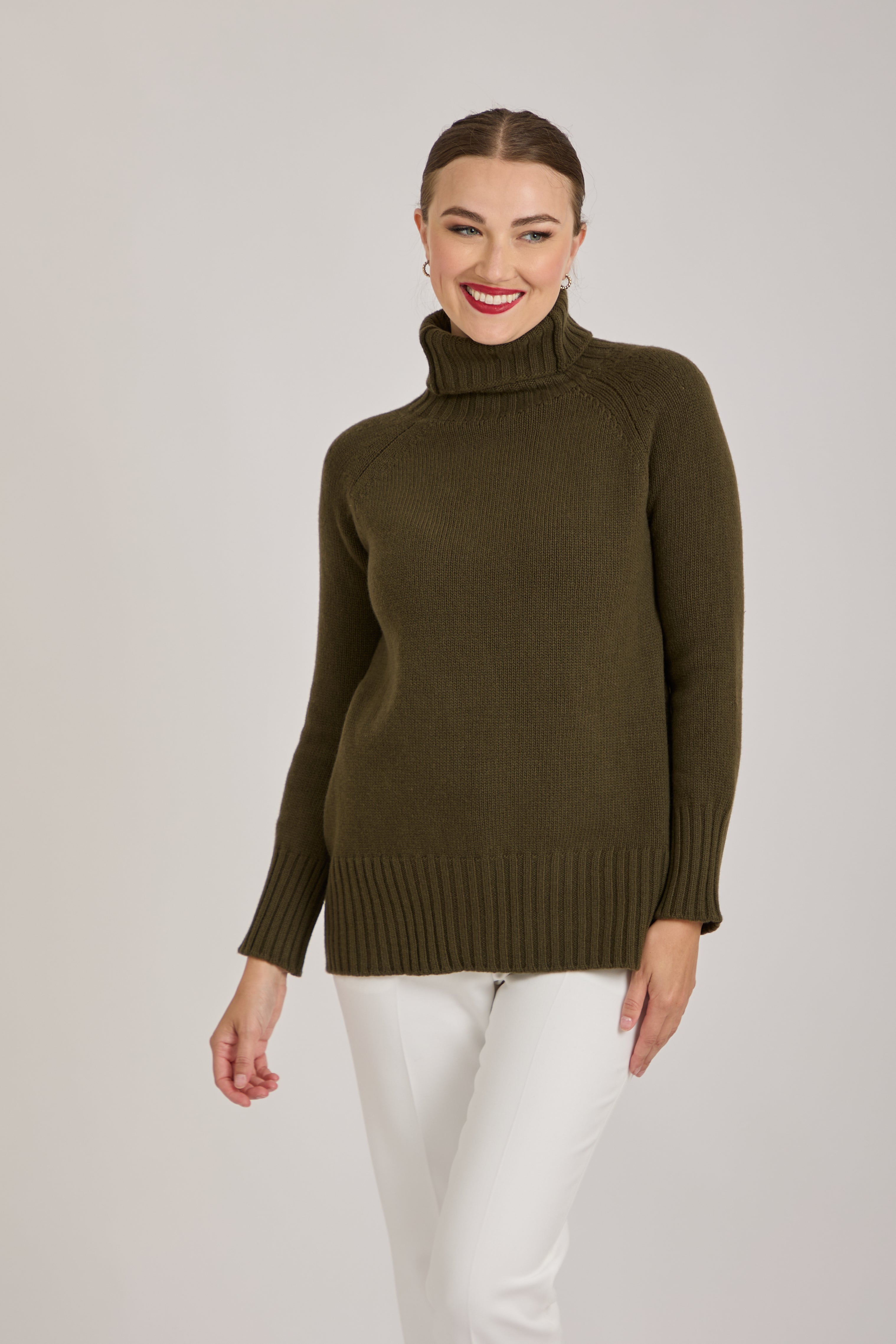 HIGH NECK JUMPER-KAKI