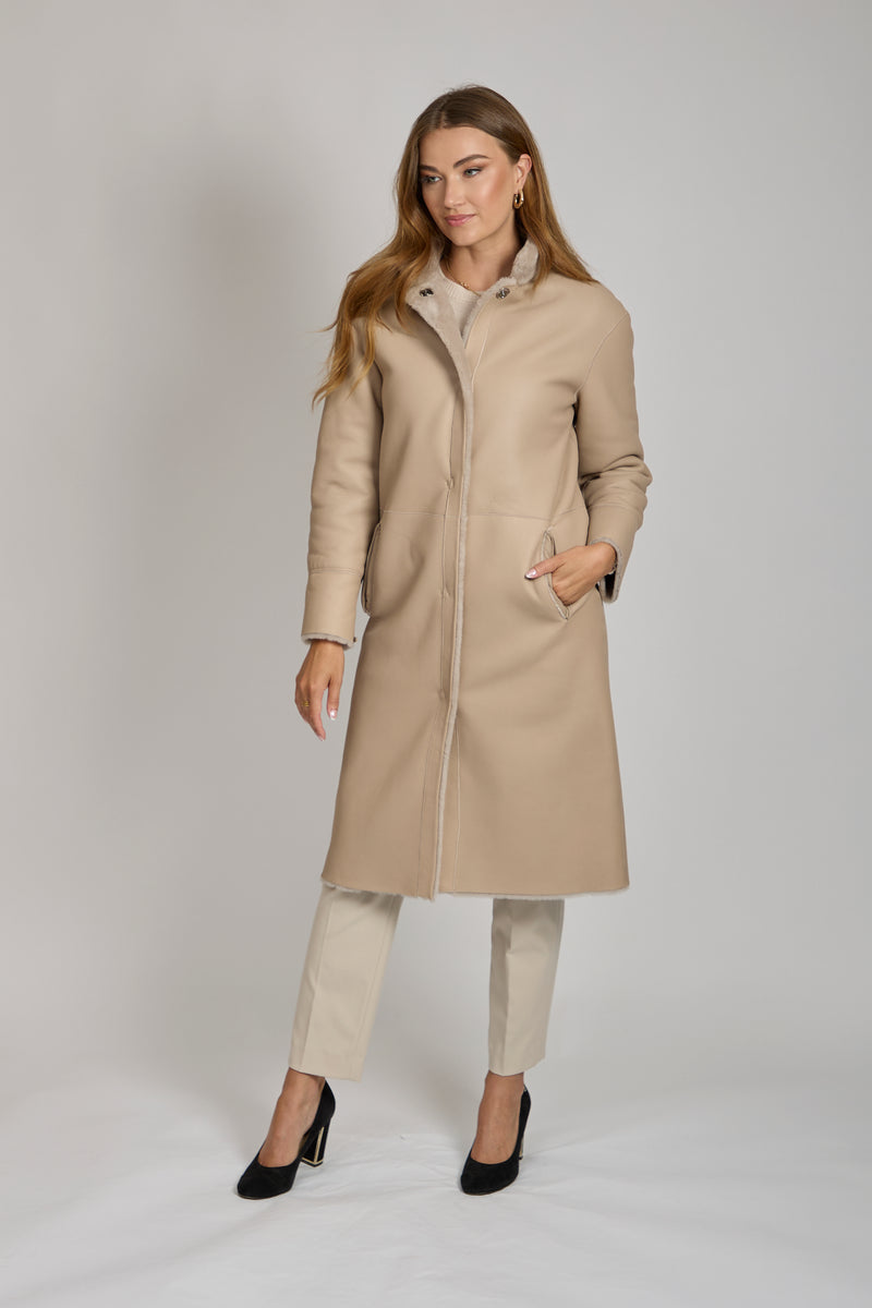 REVERSIBLE SHEARLING JACKET-BEIGE