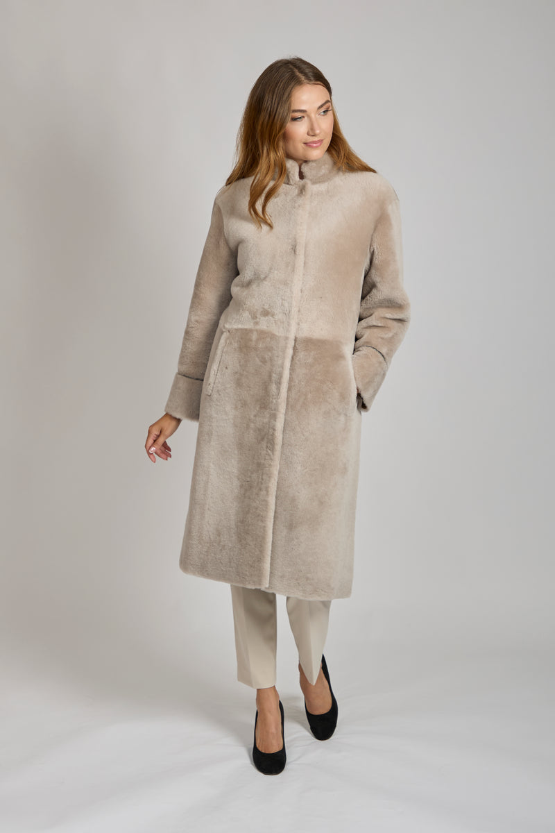 REVERSIBLE SHEARLING JACKET-BEIGE