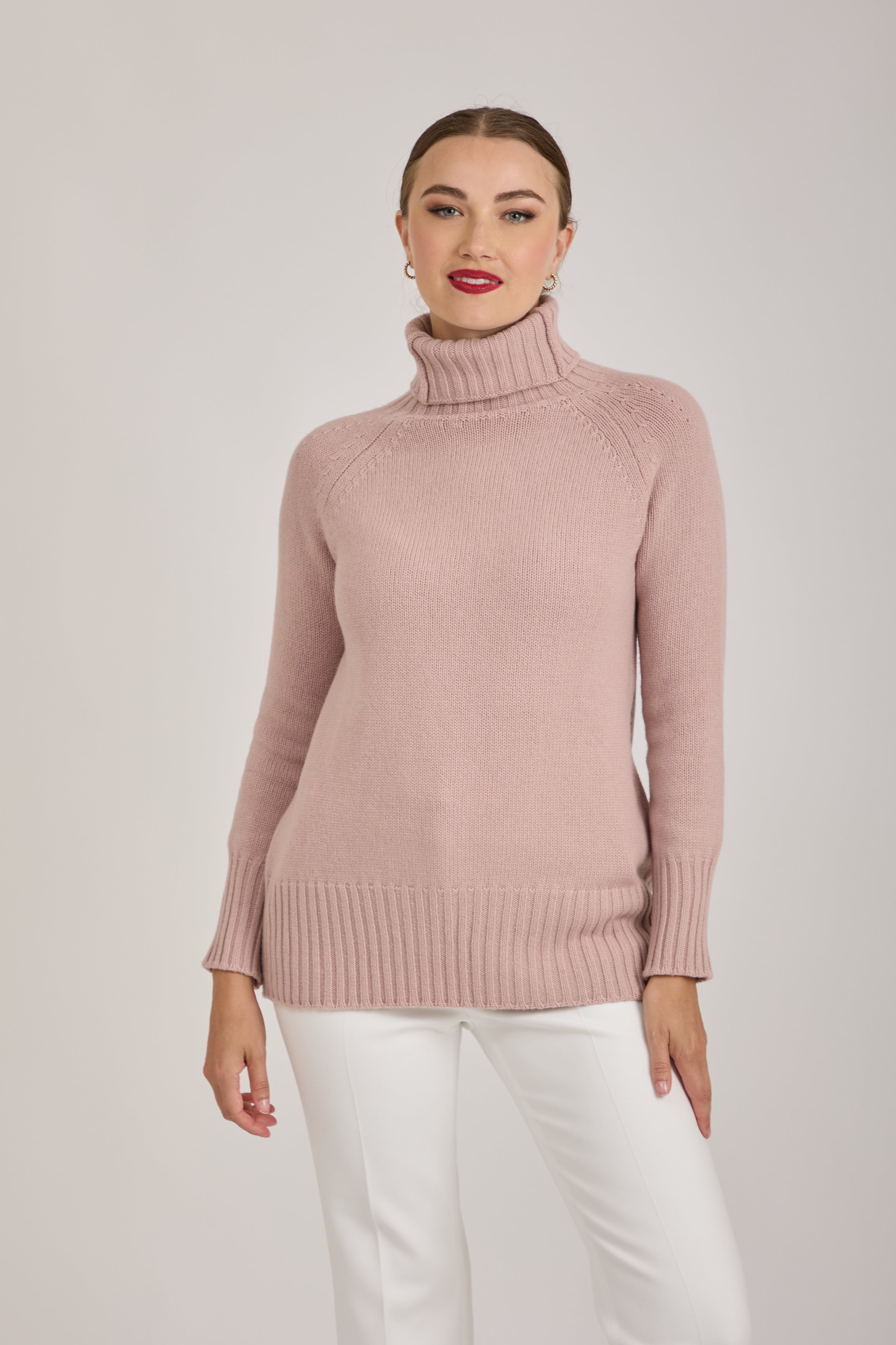 HIGH NECK JUMPER-ROSE