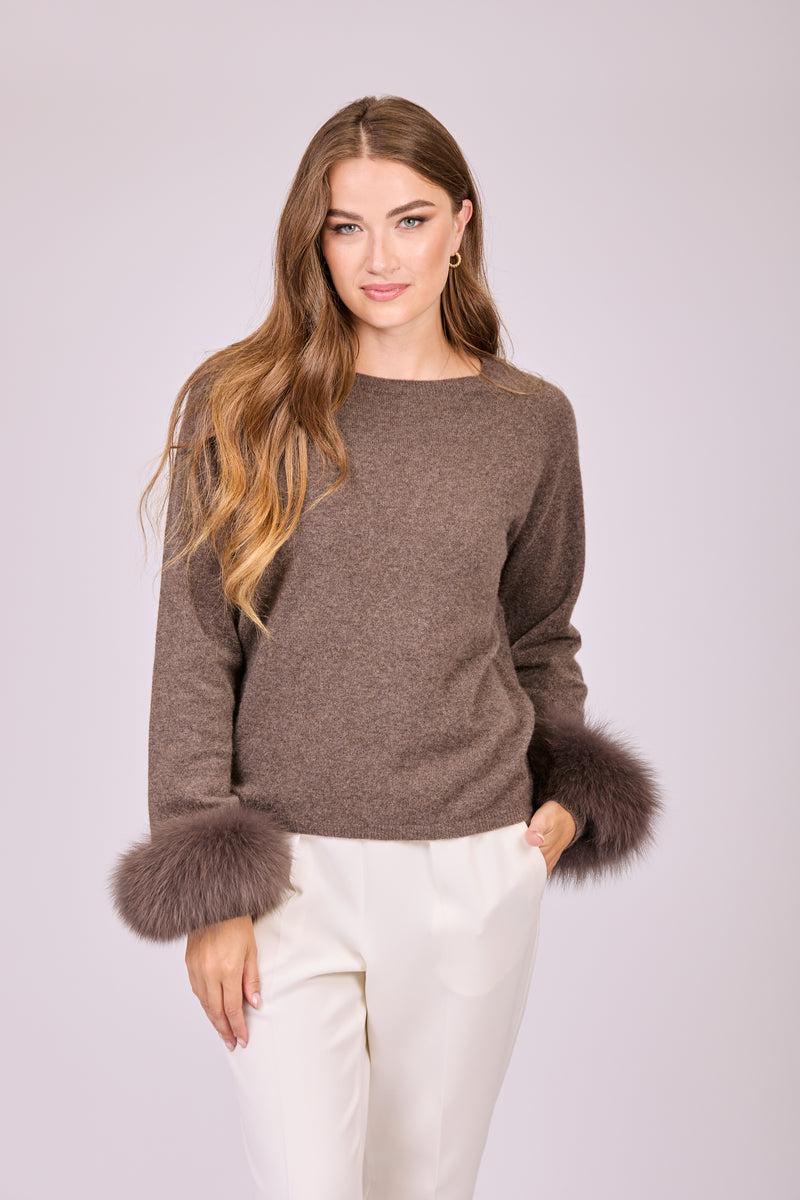 THIN CASHMERE WITH FOX CUFFS-TORNADO