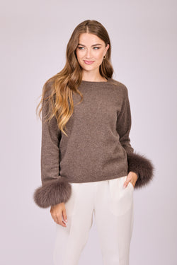 THIN CASHMERE WITH FOX CUFFS-TORNADO