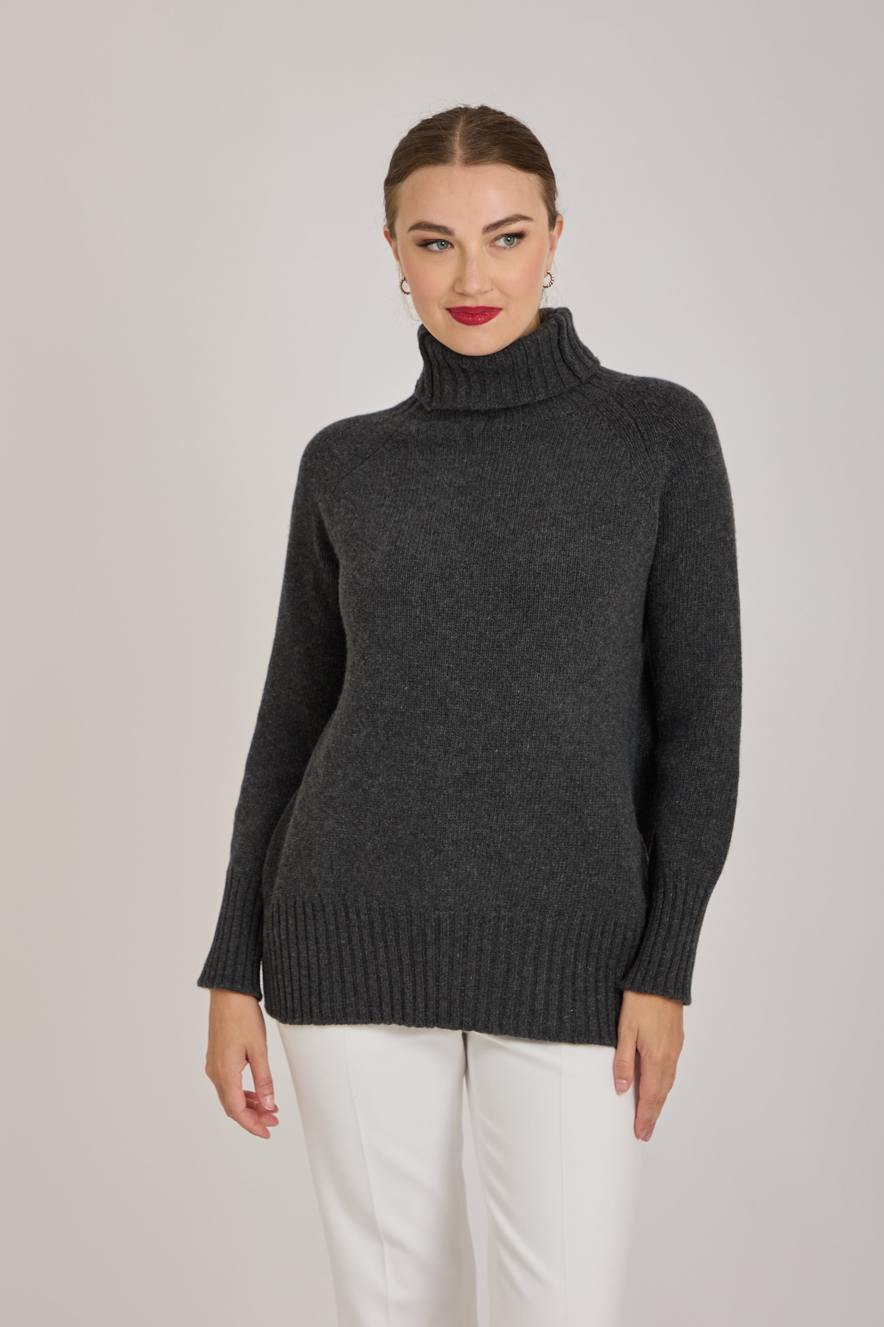 HIGH NECK JUMPER- ANTRACITE