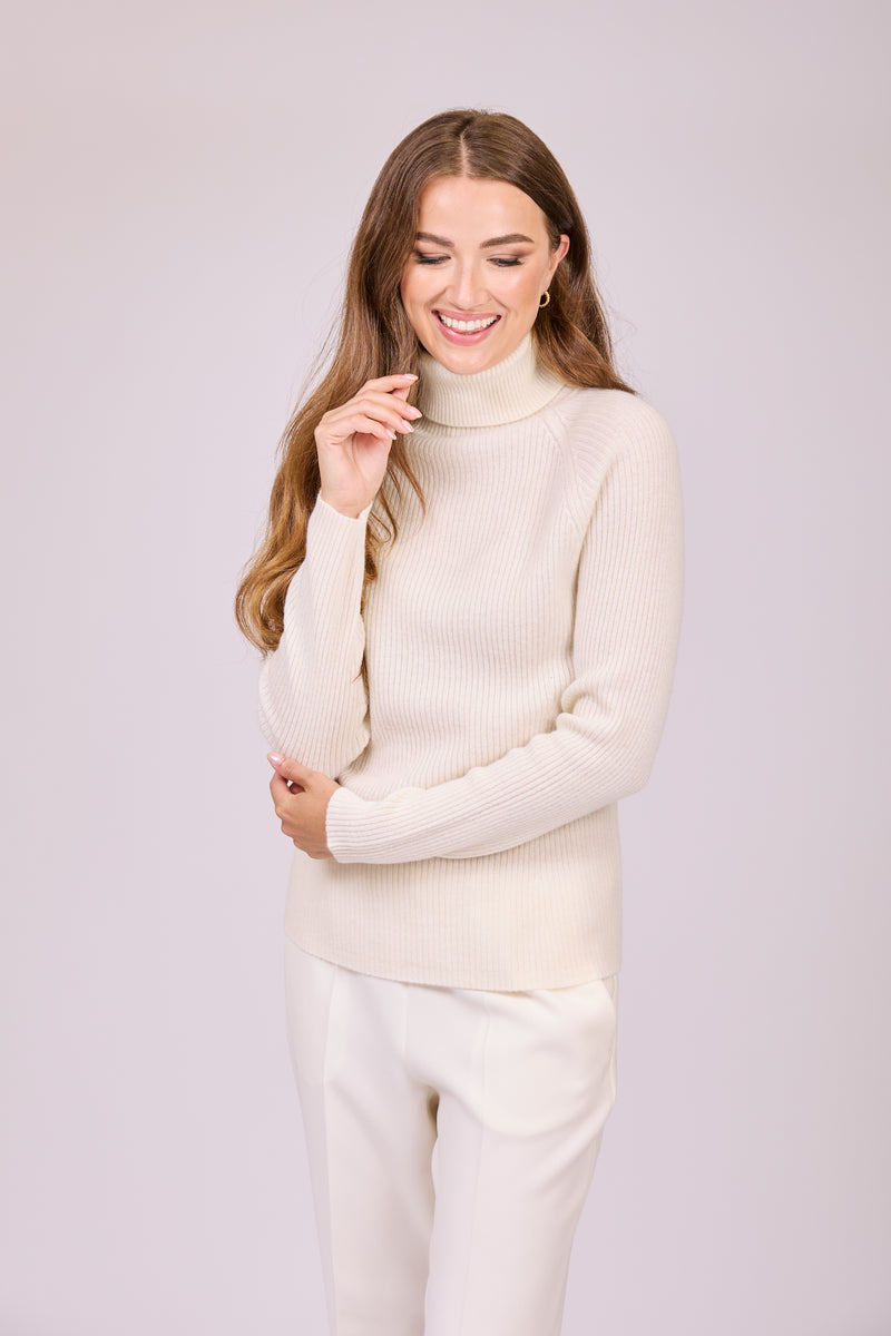 TURTLE NECK RIBBED - CREME