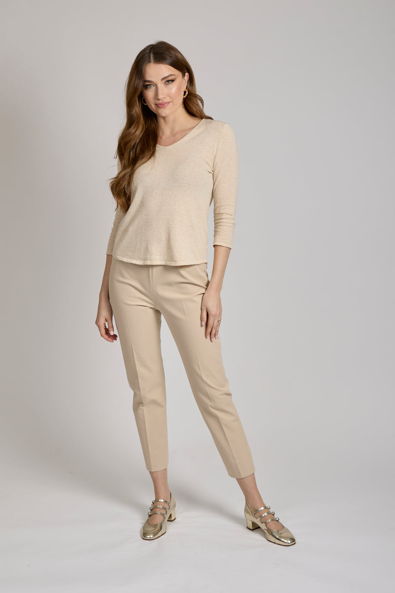 GABARDINE STRETCH TROUSERS - BEIGE