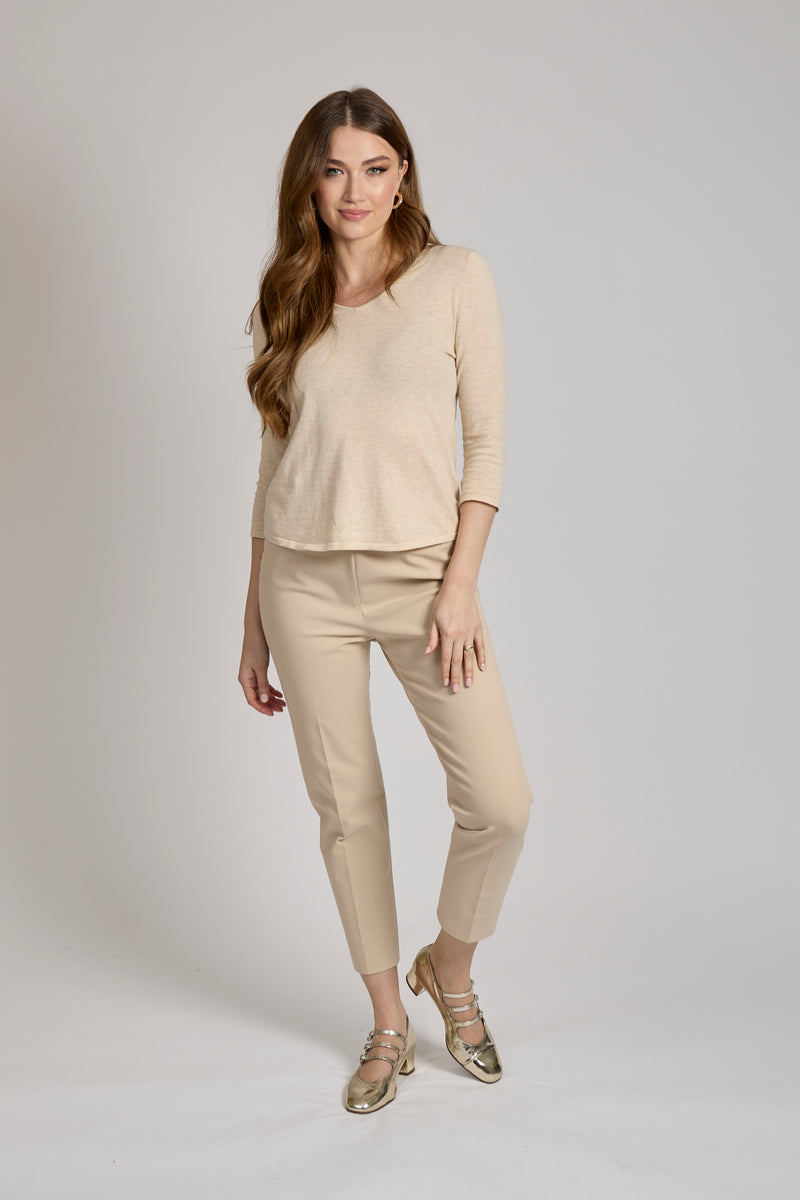 GABARDINE STRETCH TROUSERS - BEIGE