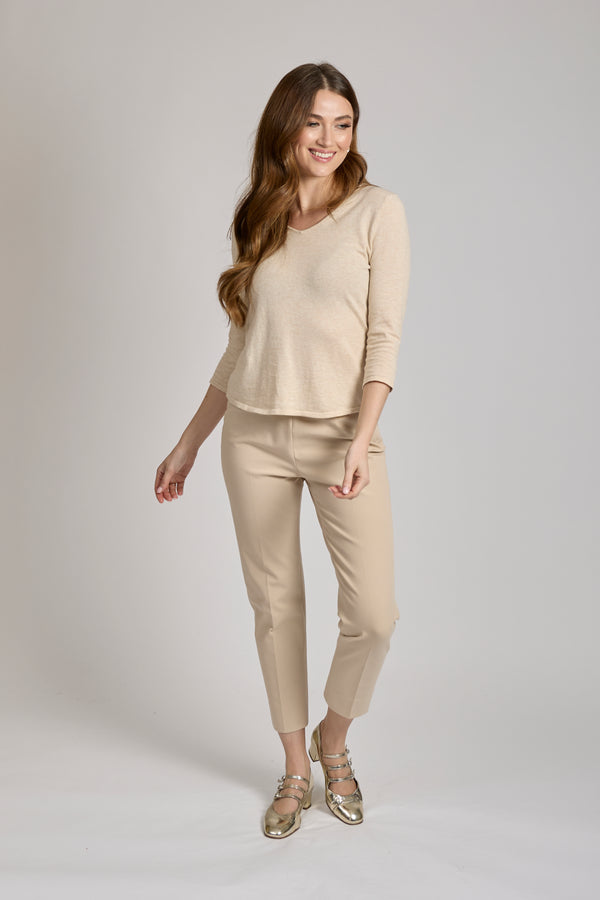 GABARDINE STRETCH TROUSERS - BEIGE