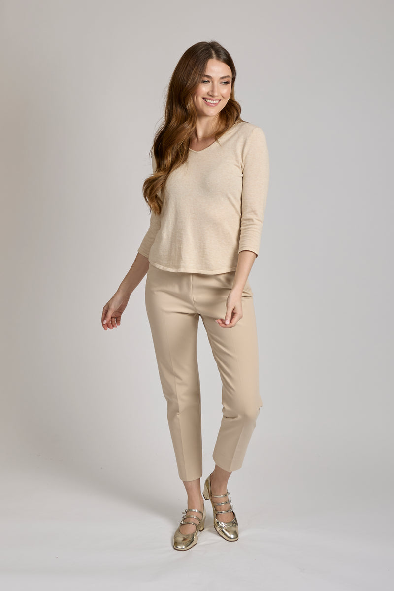 GABARDINE STRETCH TROUSERS - BEIGE