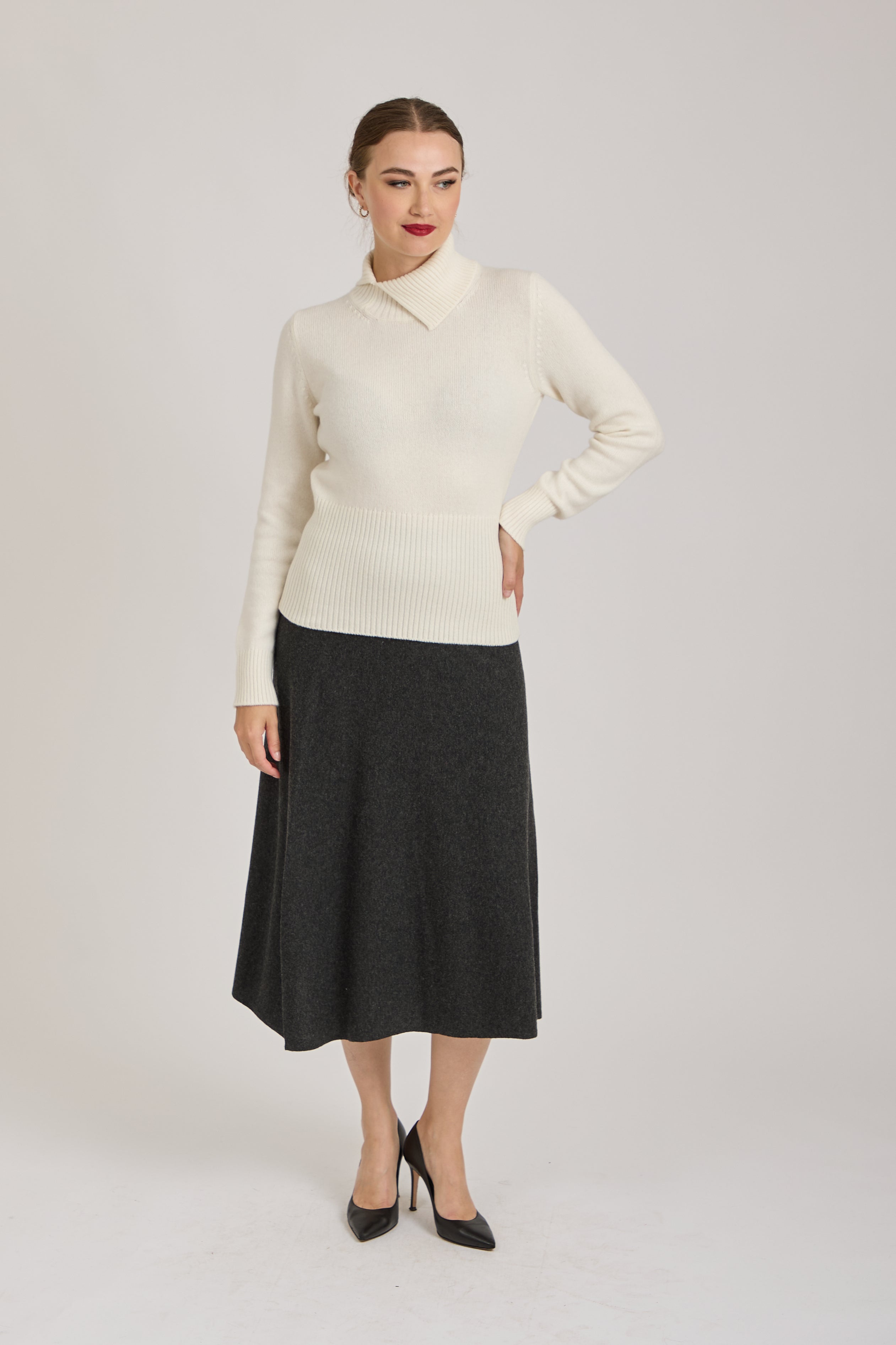 CASHMERE SKIRT-GREY