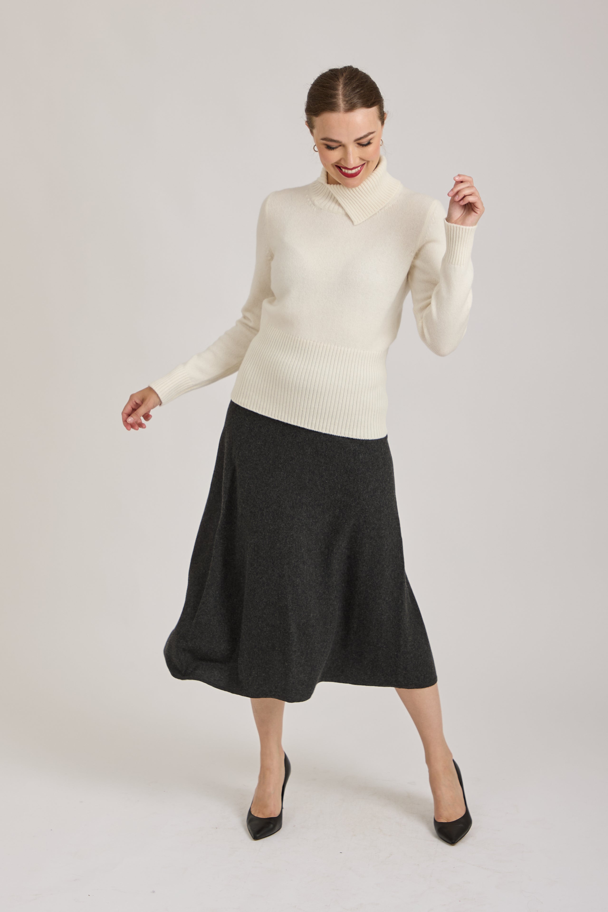 CASHMERE SKIRT-GREY