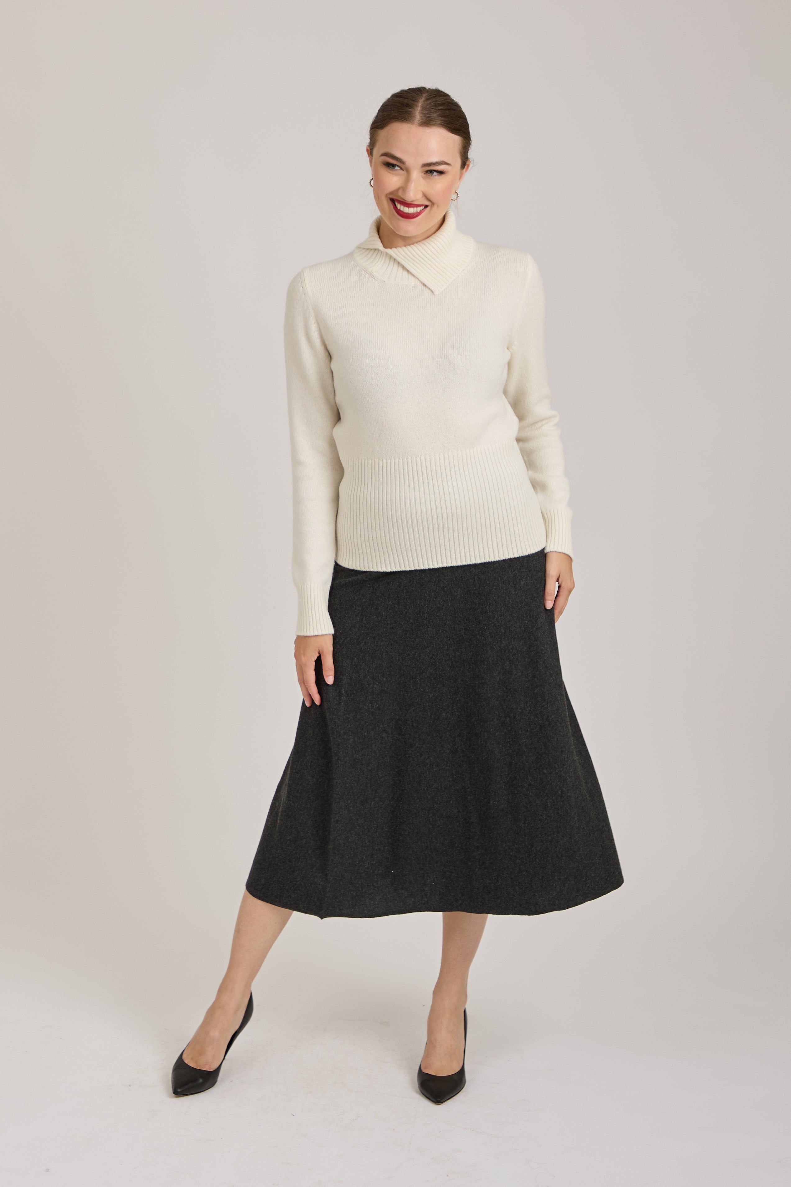CASHMERE SKIRT-GREY