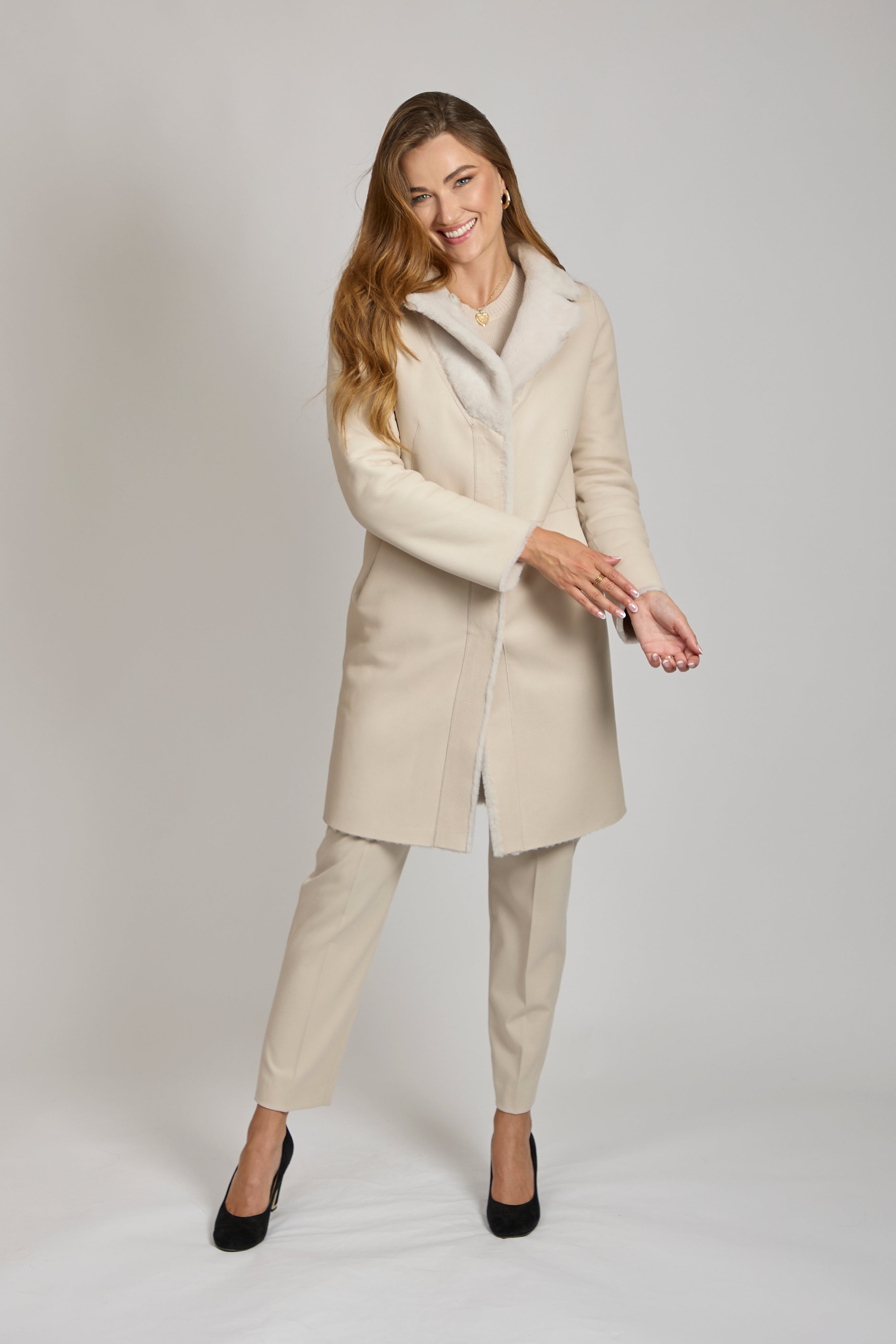 SHEARLING COAT-MILK