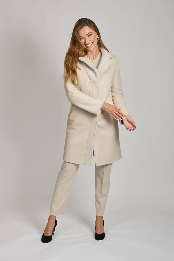 SHEARLING COAT-MILK