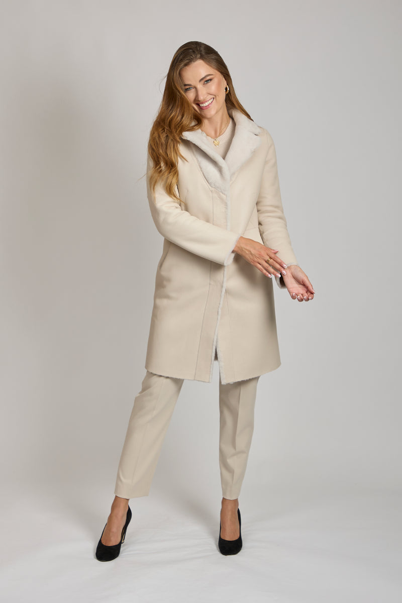 SHEARLING COAT-MILK