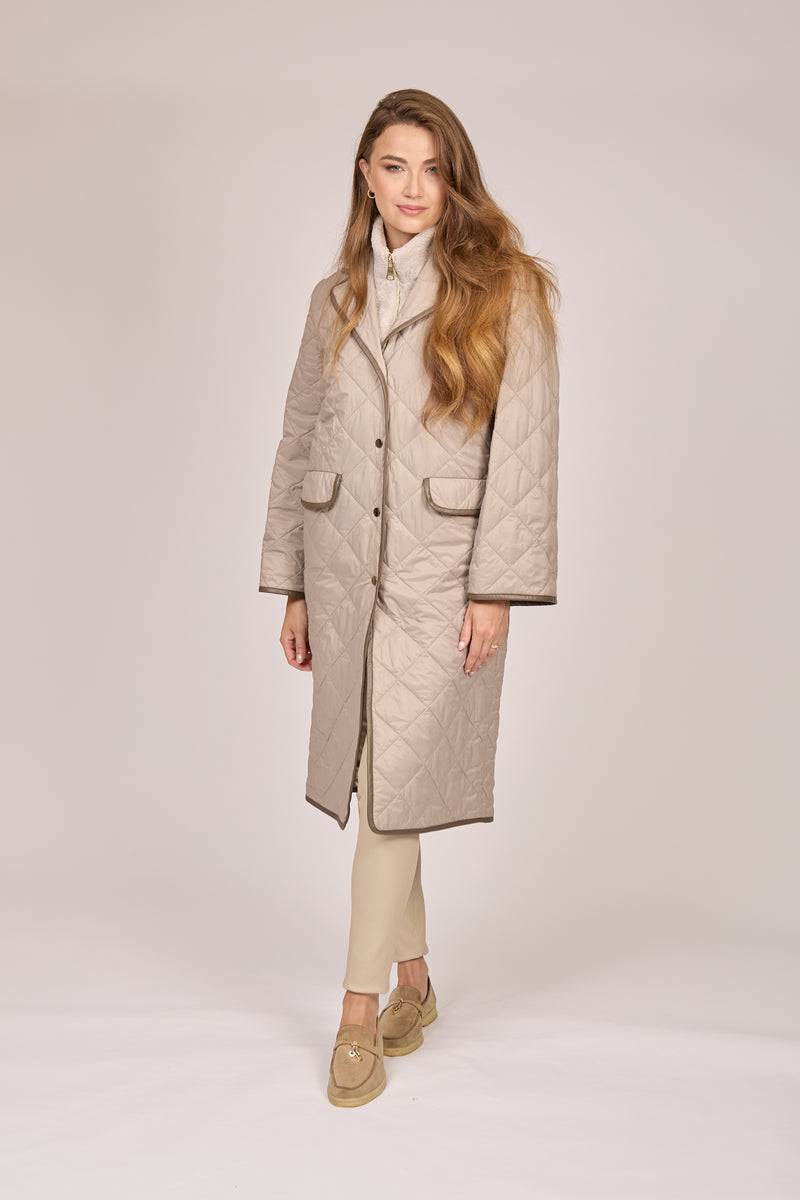 QUILTED COAT-TAUPE