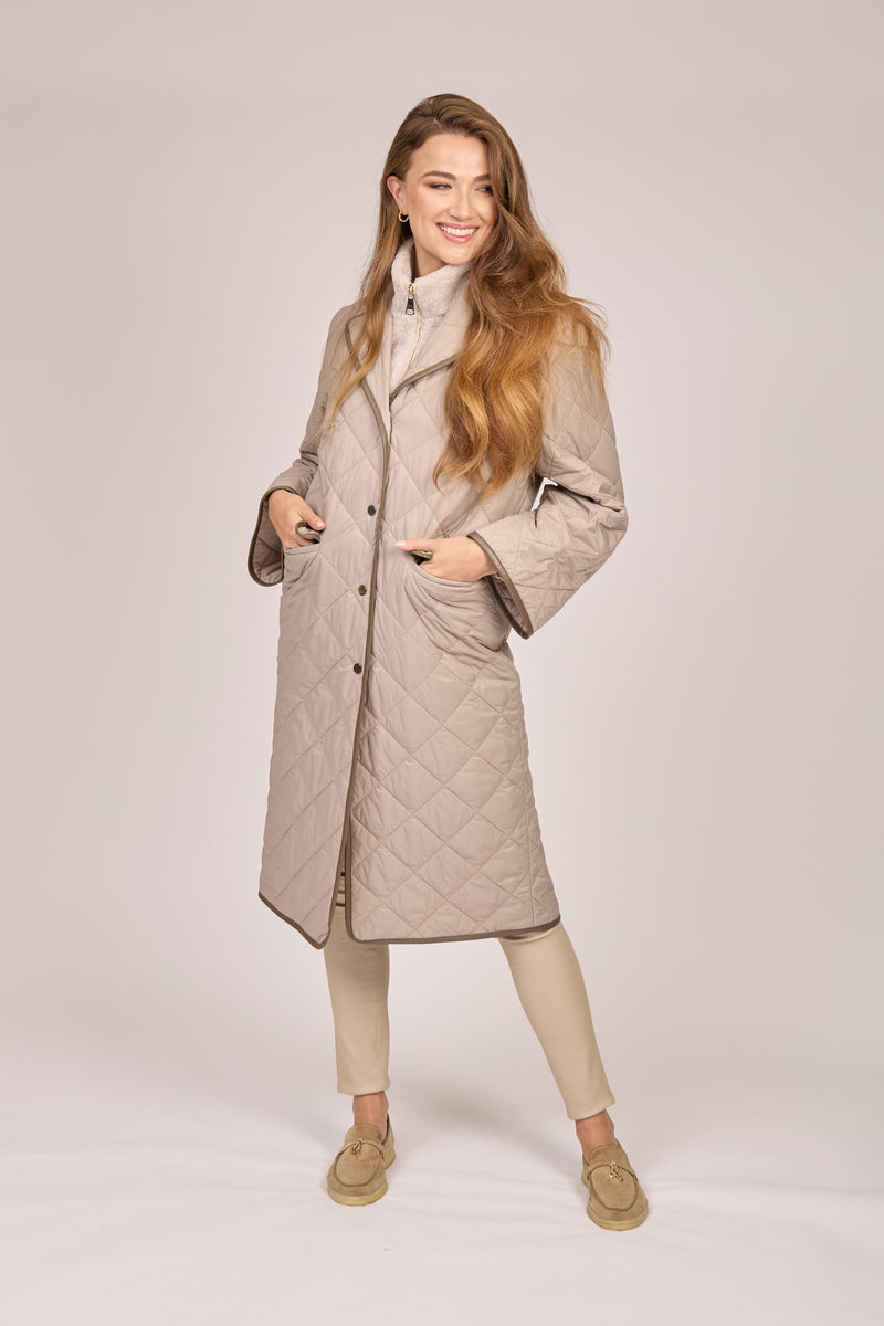 QUILTED COAT-TAUPE