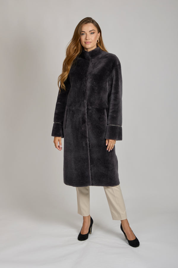 REVERSIBLE SHEARLING JACKET-ANTHRACITE