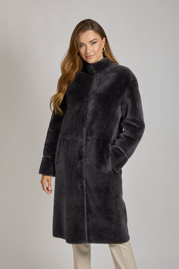 REVERSIBLE SHEARLING JACKET-ANTHRACITE