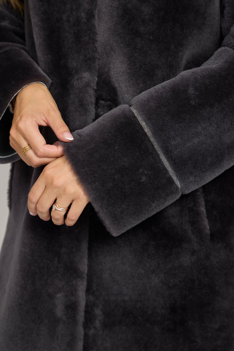 REVERSIBLE SHEARLING JACKET-ANTHRACITE