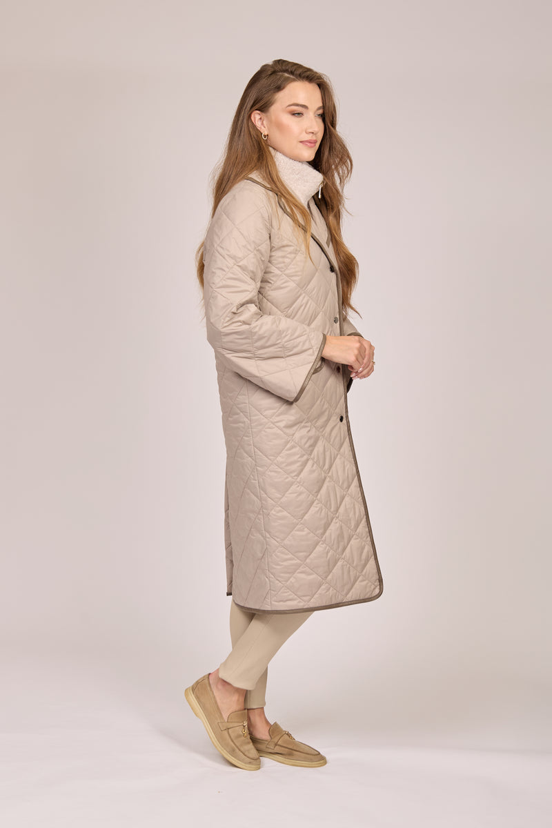 QUILTED COAT-TAUPE