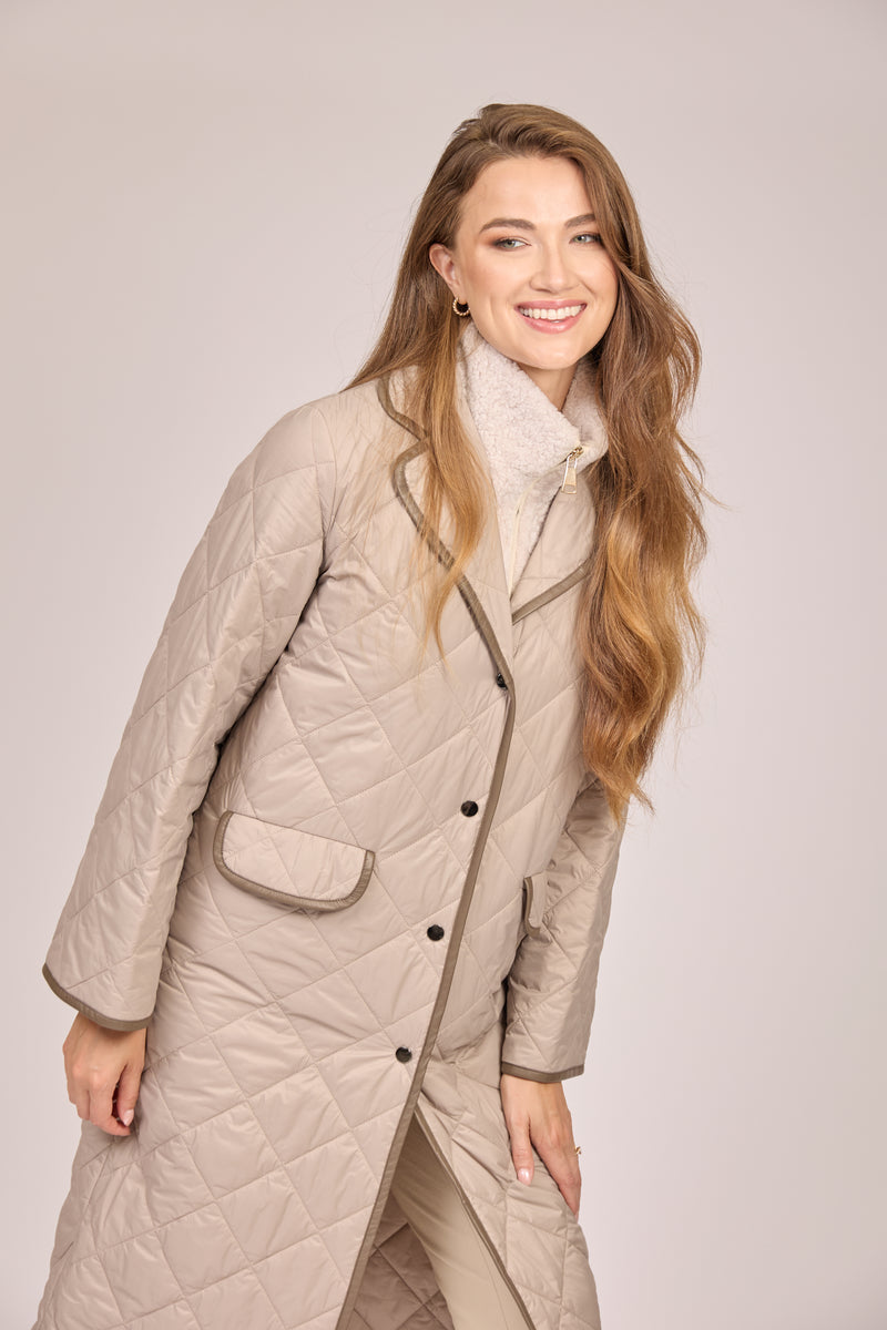 QUILTED COAT-TAUPE