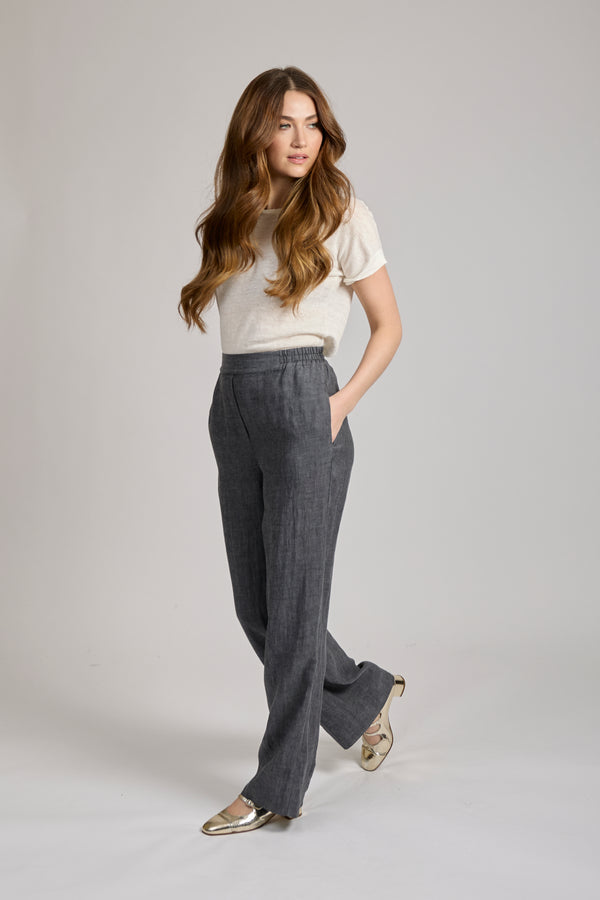 LINEN TROUSERS - GRIGIO ANATRA