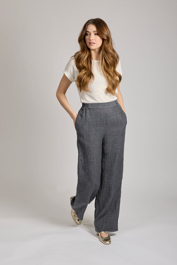 LINEN TROUSERS - GRIGIO ANATRA