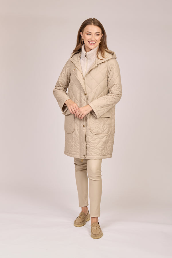 HOODED QUILTED COAT-ANGORA