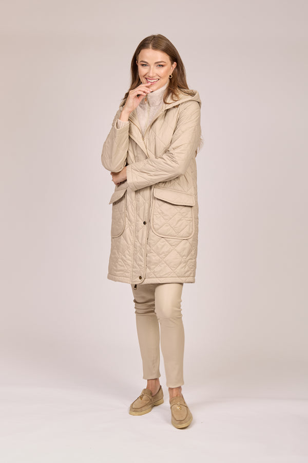 HOODED QUILTED COAT-ANGORA