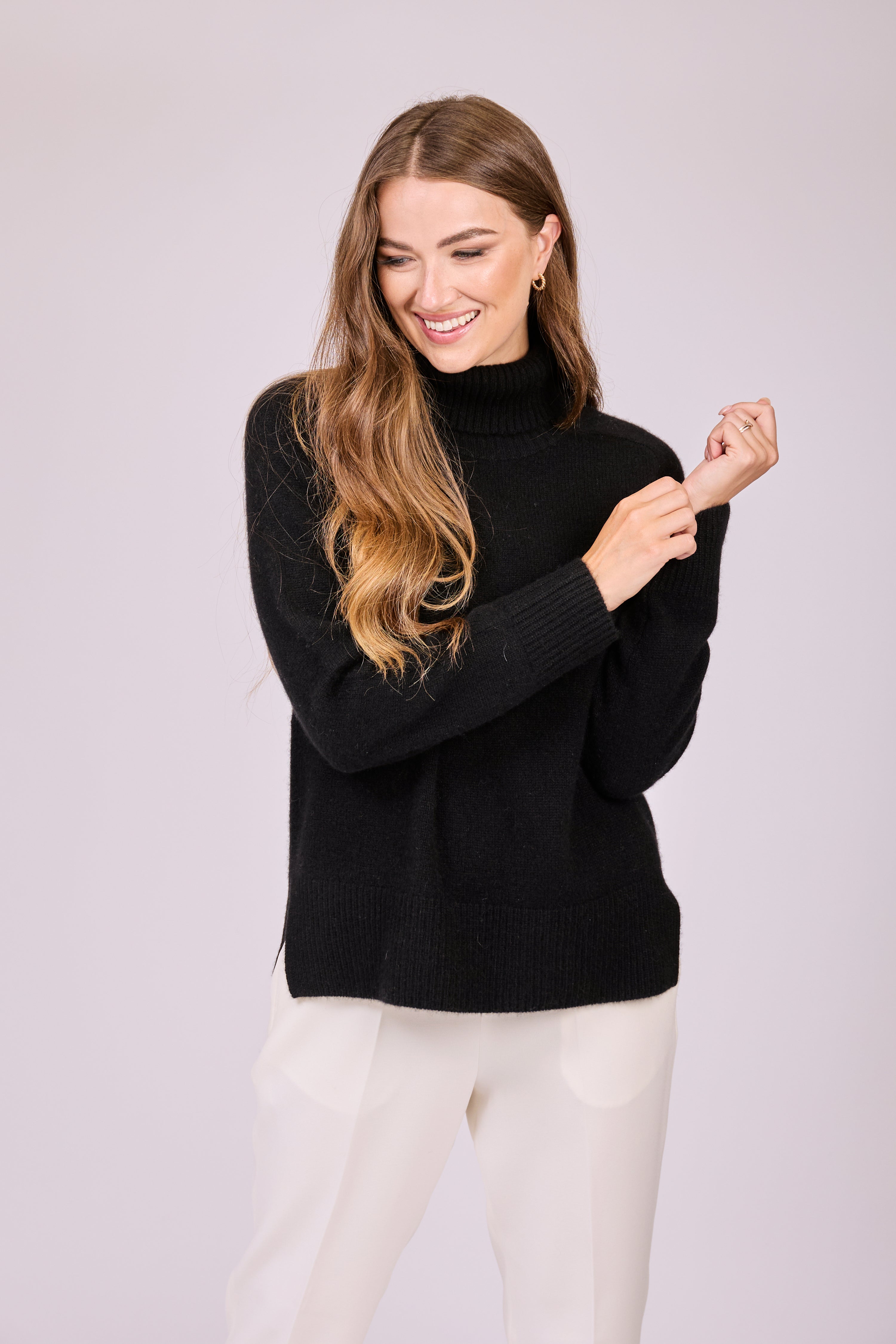 Pull col roulé en cachemire épais