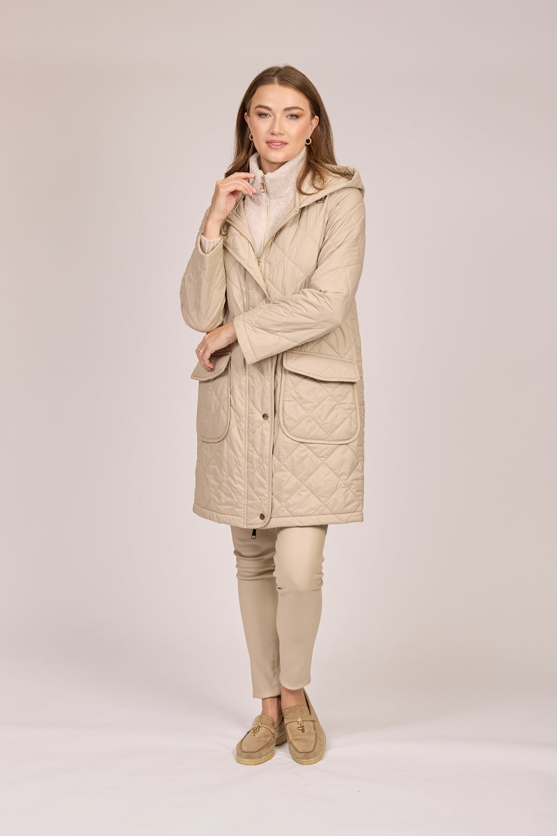 HOODED QUILTED COAT-ANGORA