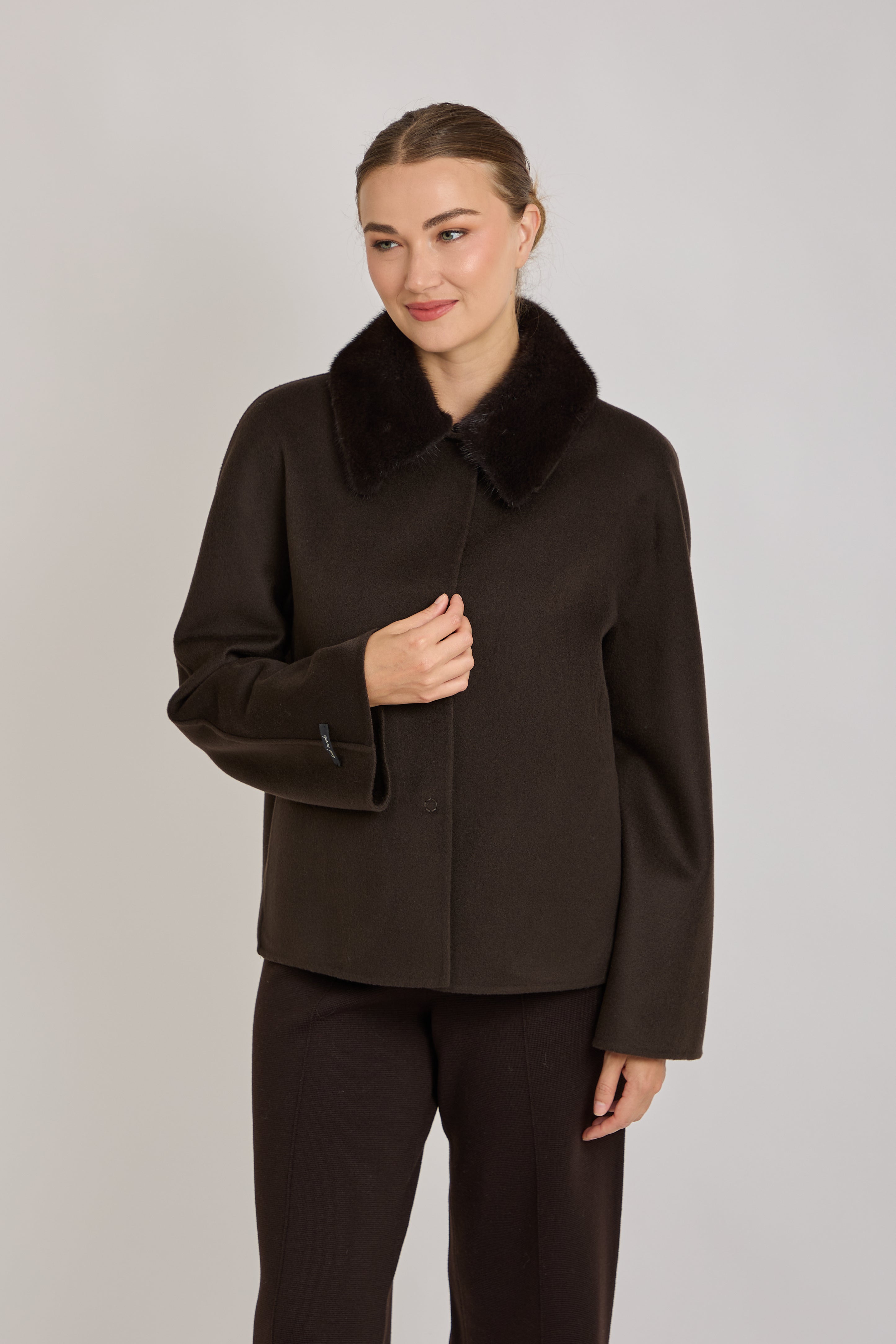 JACKET WITH MINK COLLAR-CARRUBA