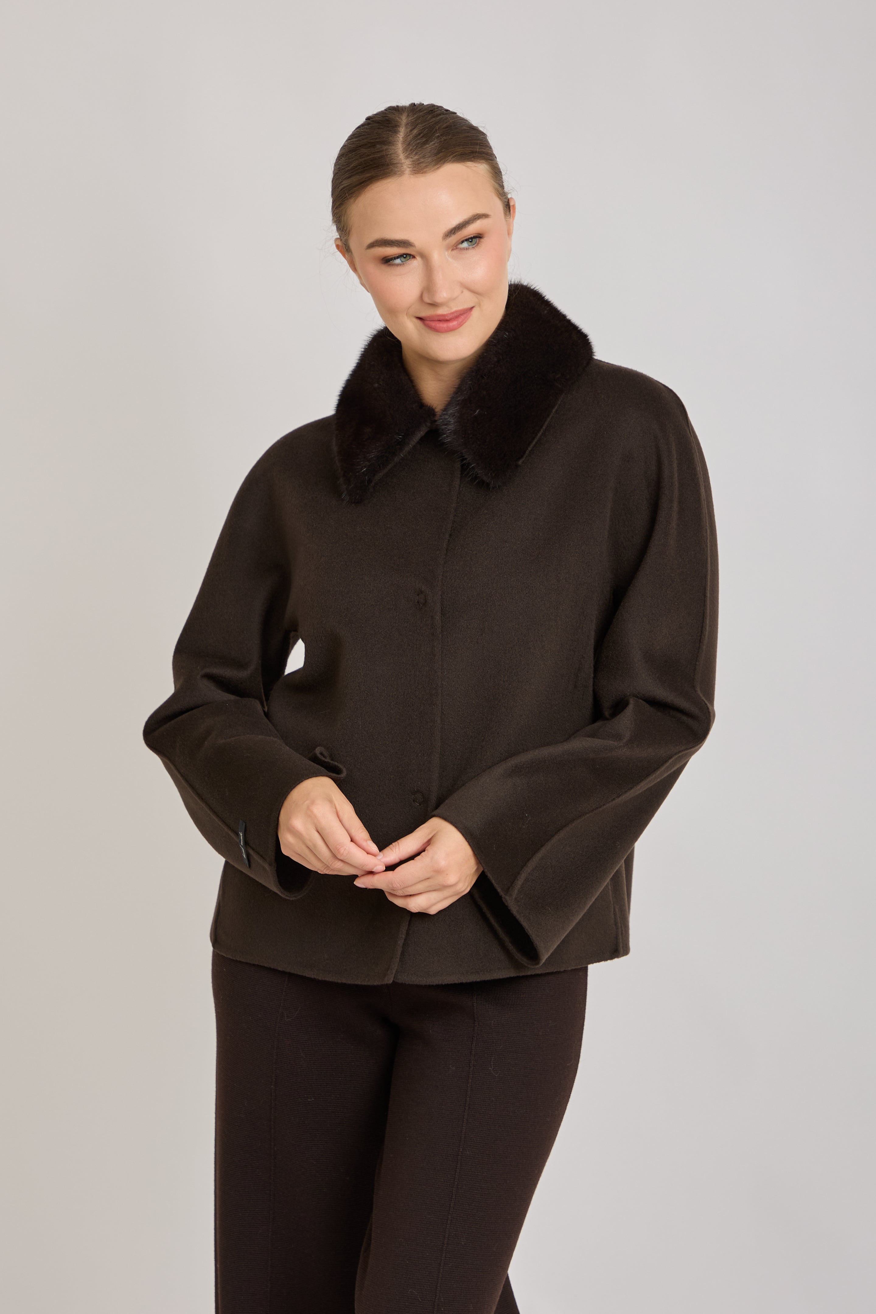 JACKET WITH MINK COLLAR-CARRUBA