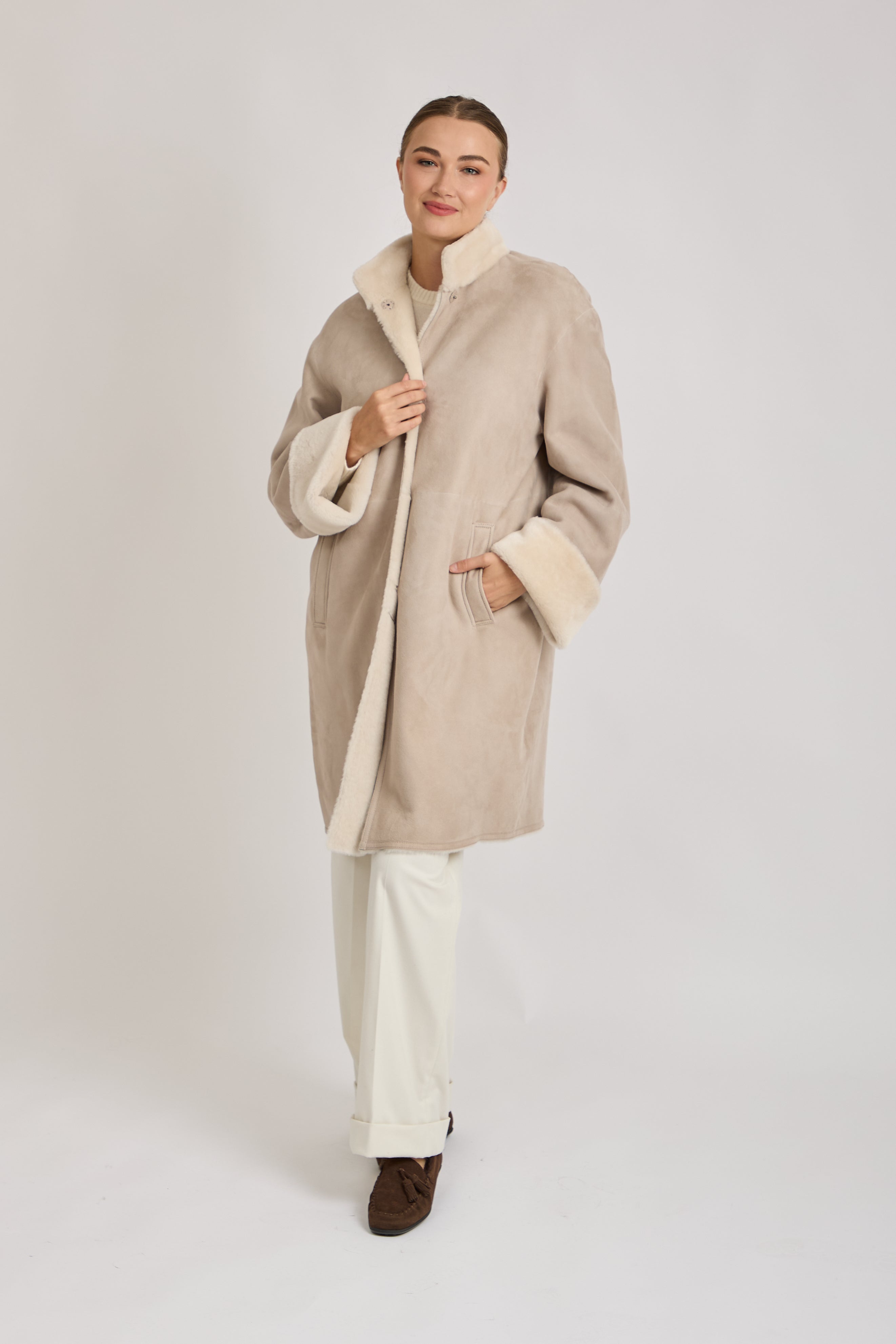 SHEARLING COAT-STONE