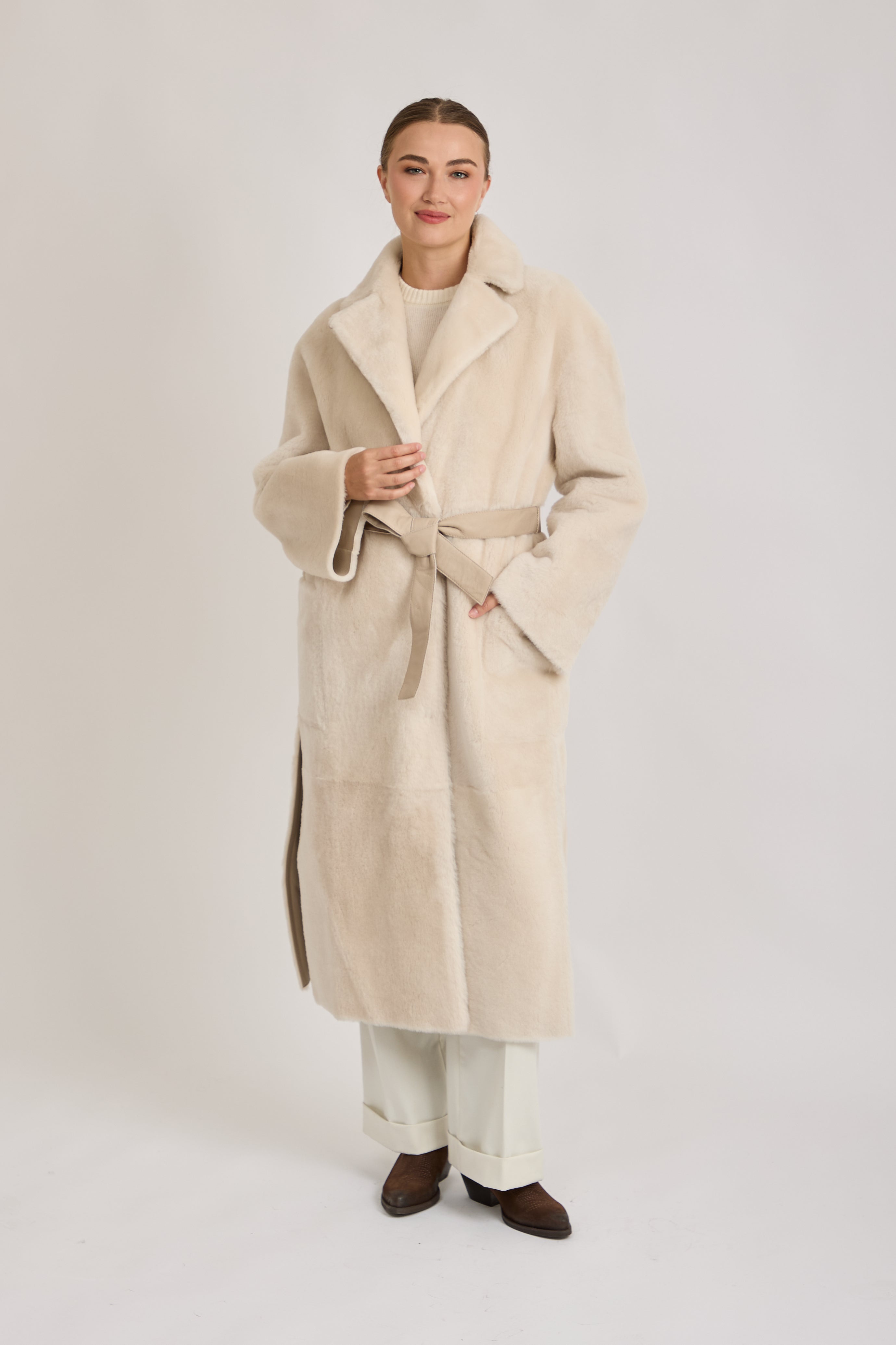 REVERSIBLE SHEARLING COAT- ANGORA