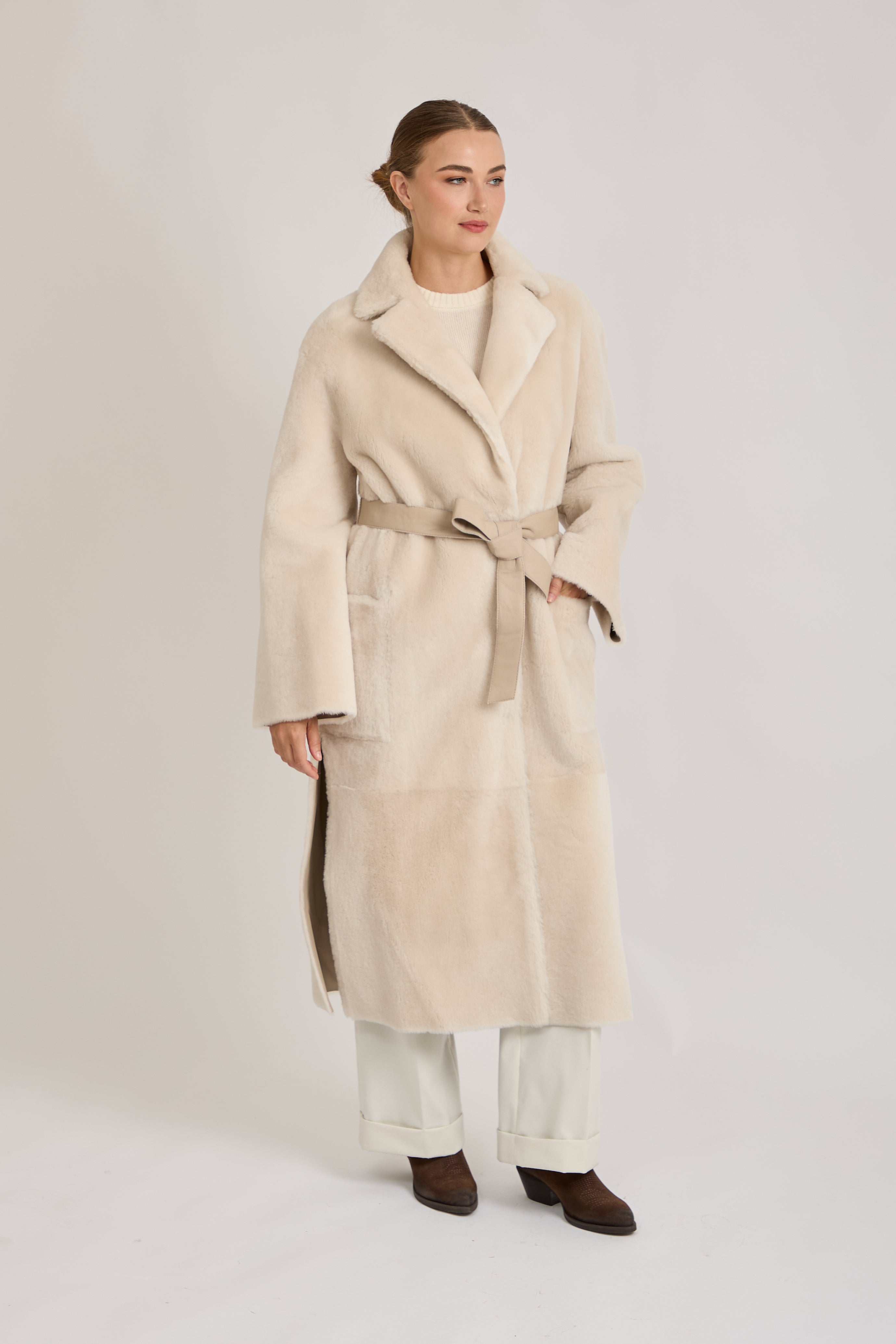 REVERSIBLE SHEARLING COAT- ANGORA