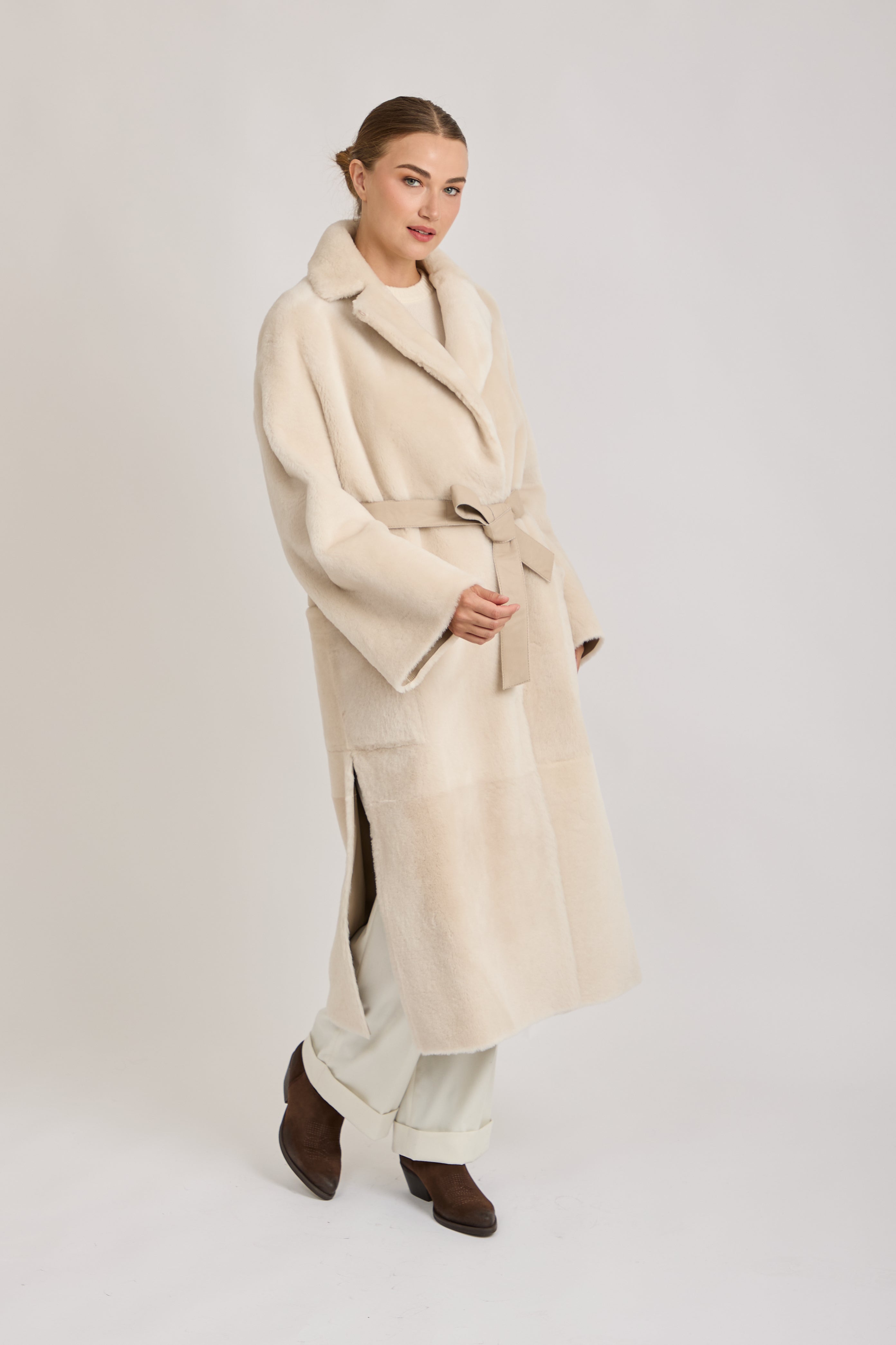 REVERSIBLE SHEARLING COAT- ANGORA