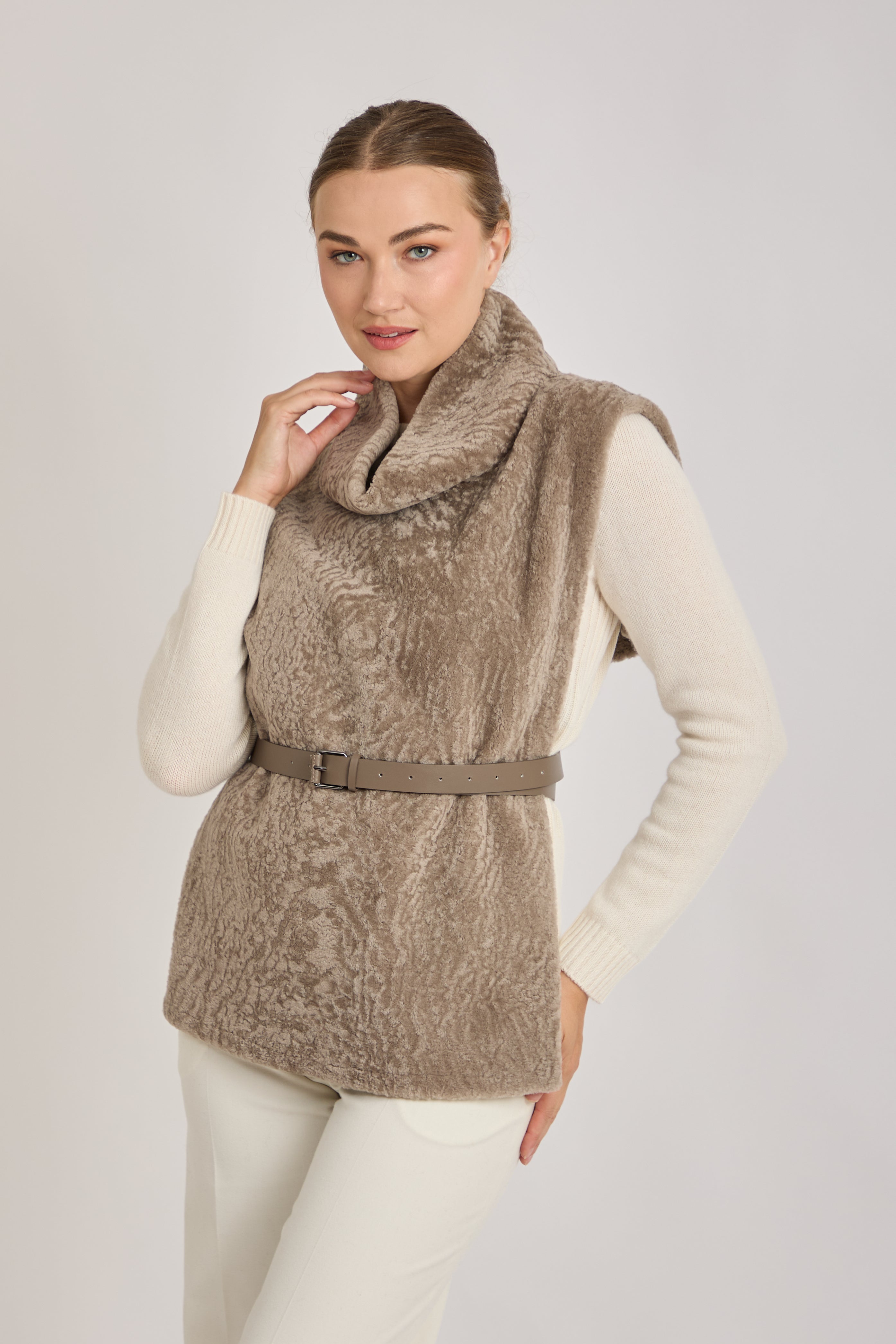 SHEARLING TOP-ANGORA