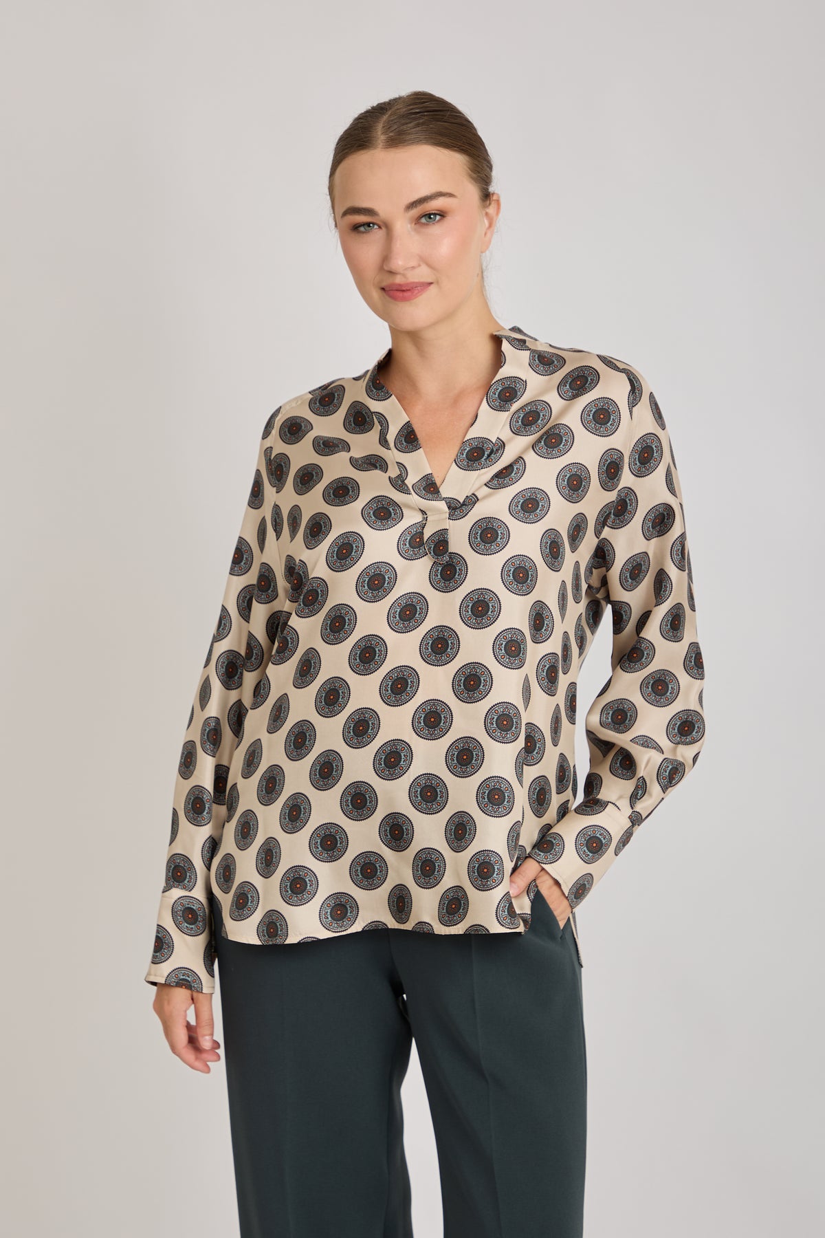 SILK PRINTED SHIRT-NOCCIOLA